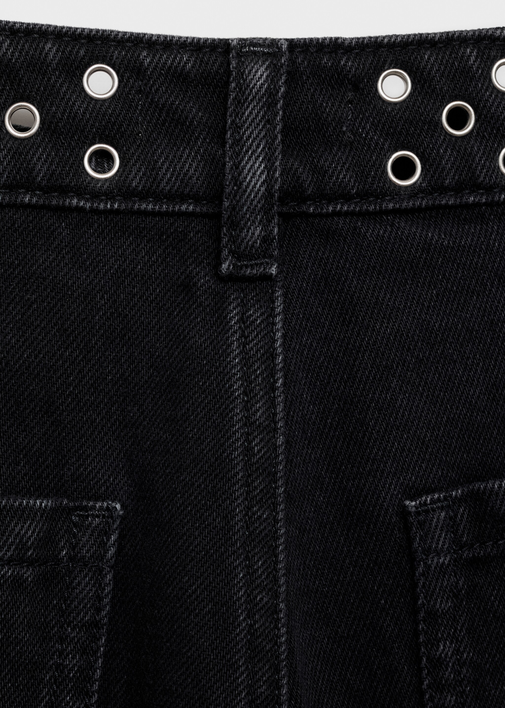 Jeans wide leg - Details of the article 0, Black denim. Ref: 87001094-00.