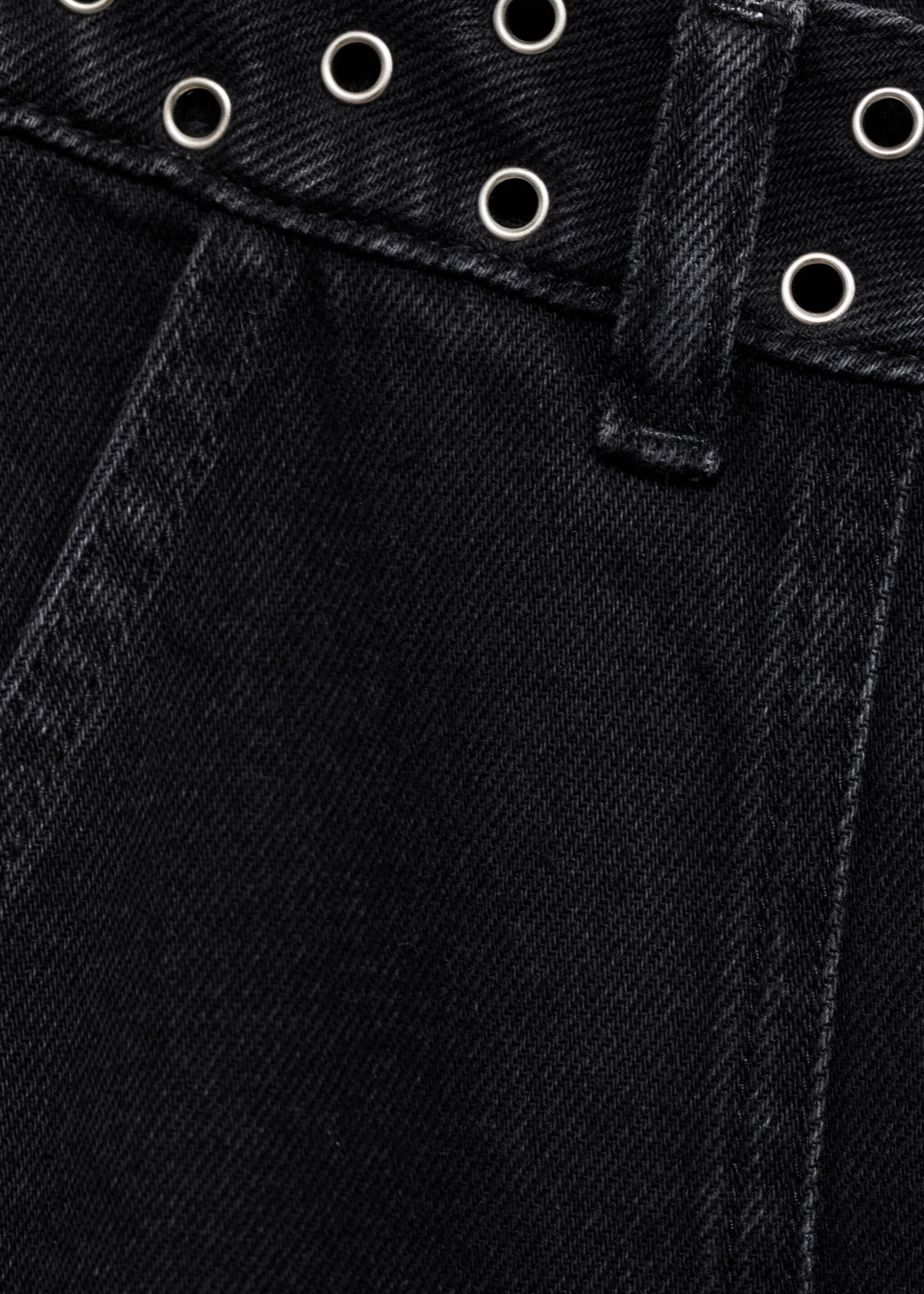 Jeans wide leg - Details of the article 8, Black denim. Ref: 87001094-00.