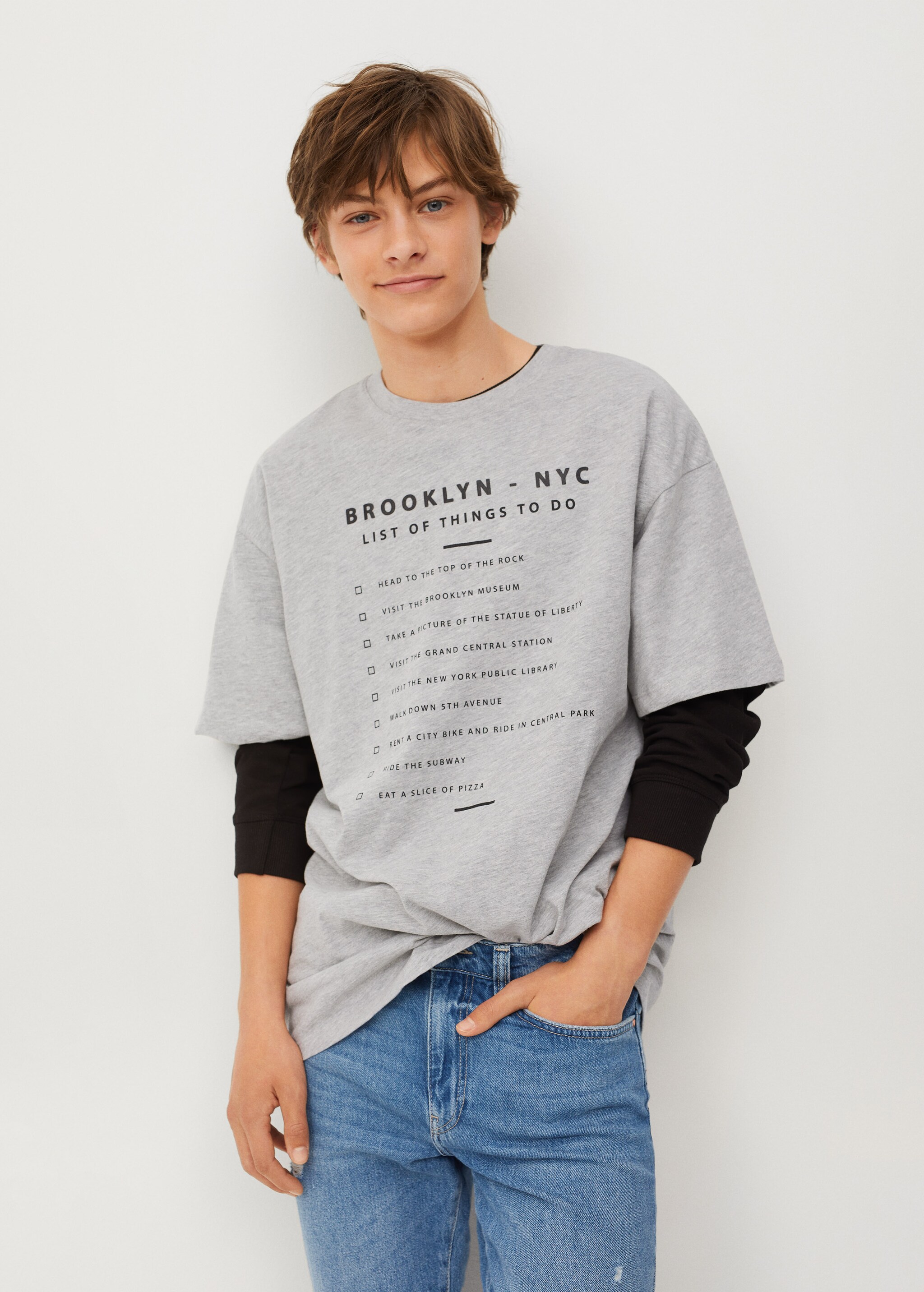 Tričko oversize s nápisem - Náhled ve středové rovině