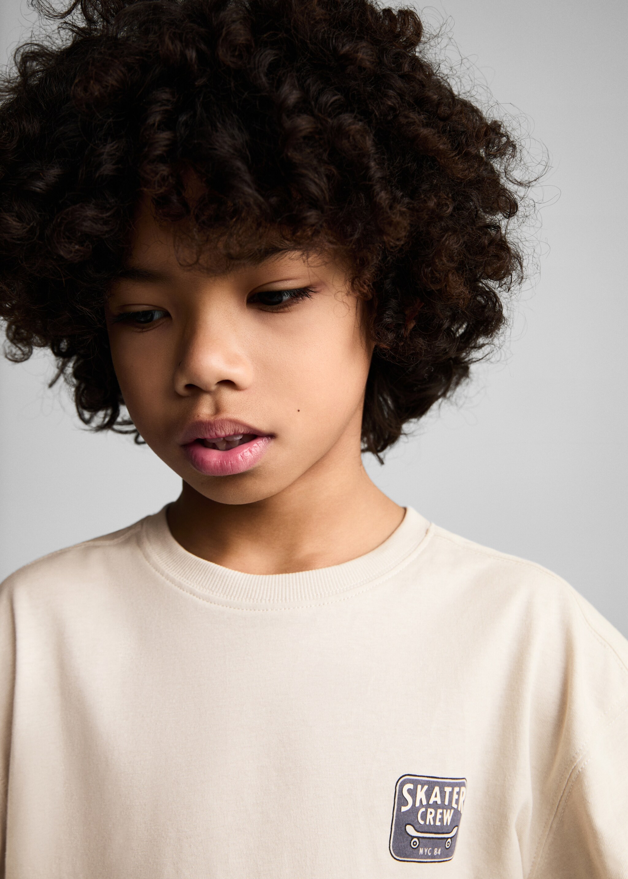 Printed cotton-blend t-shirt - Details of the article 1, Ice Grey. Ref: 87001532-00.