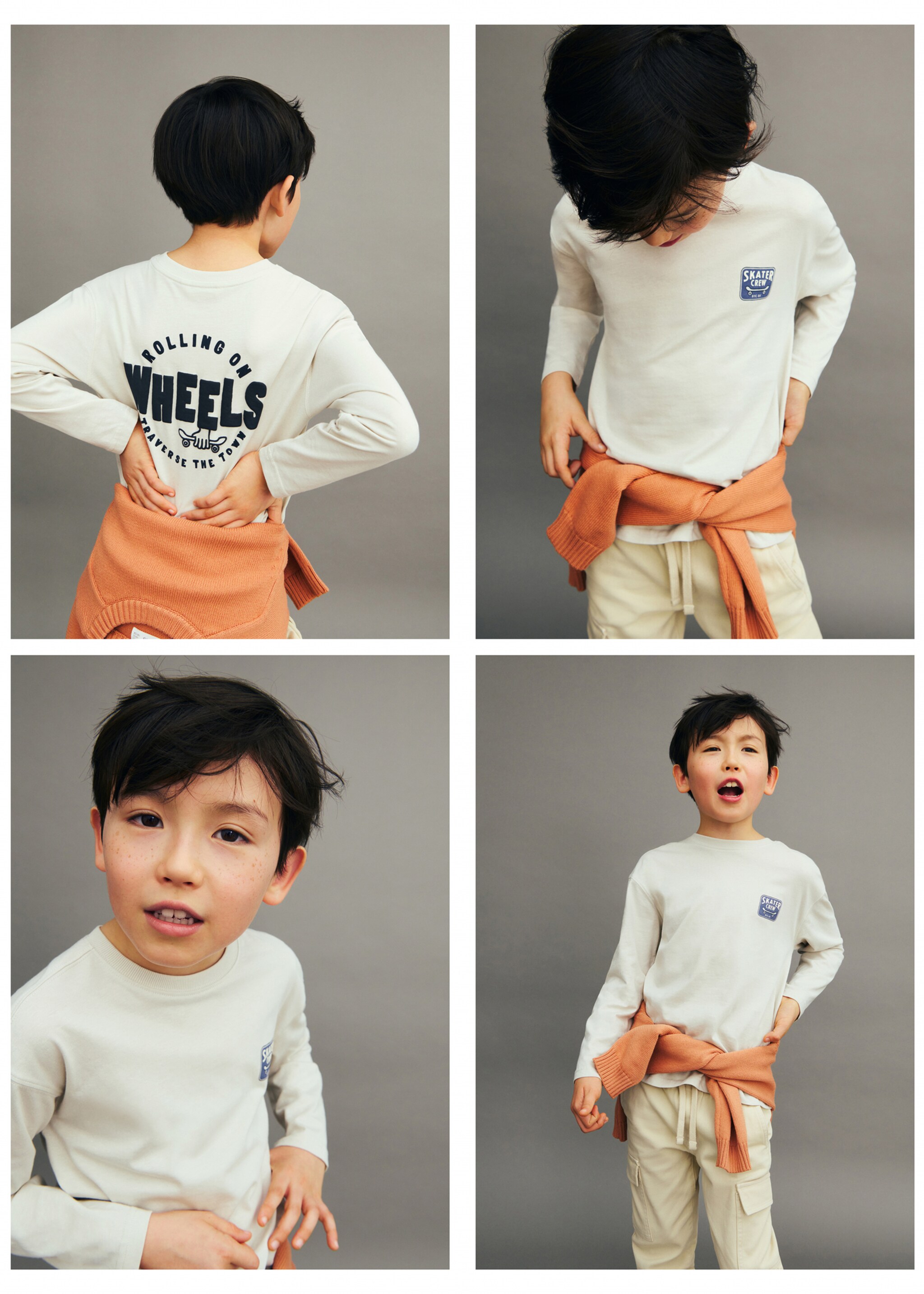 Printed cotton-blend t-shirt - Details of the article 5, Ice Grey. Ref: 87001532-00.