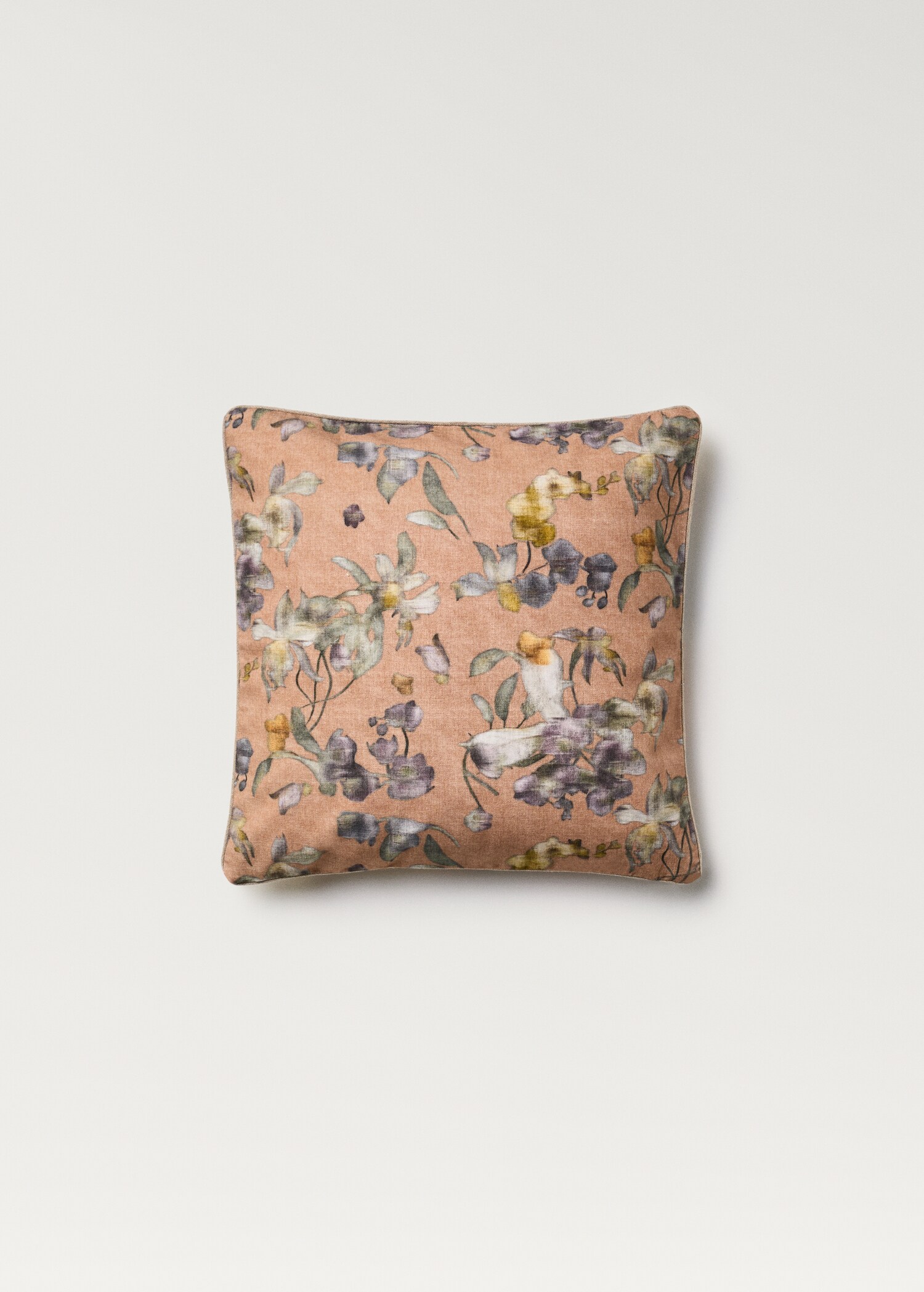 Cushion cover with floral-print trim 45x45 cm - Article without model