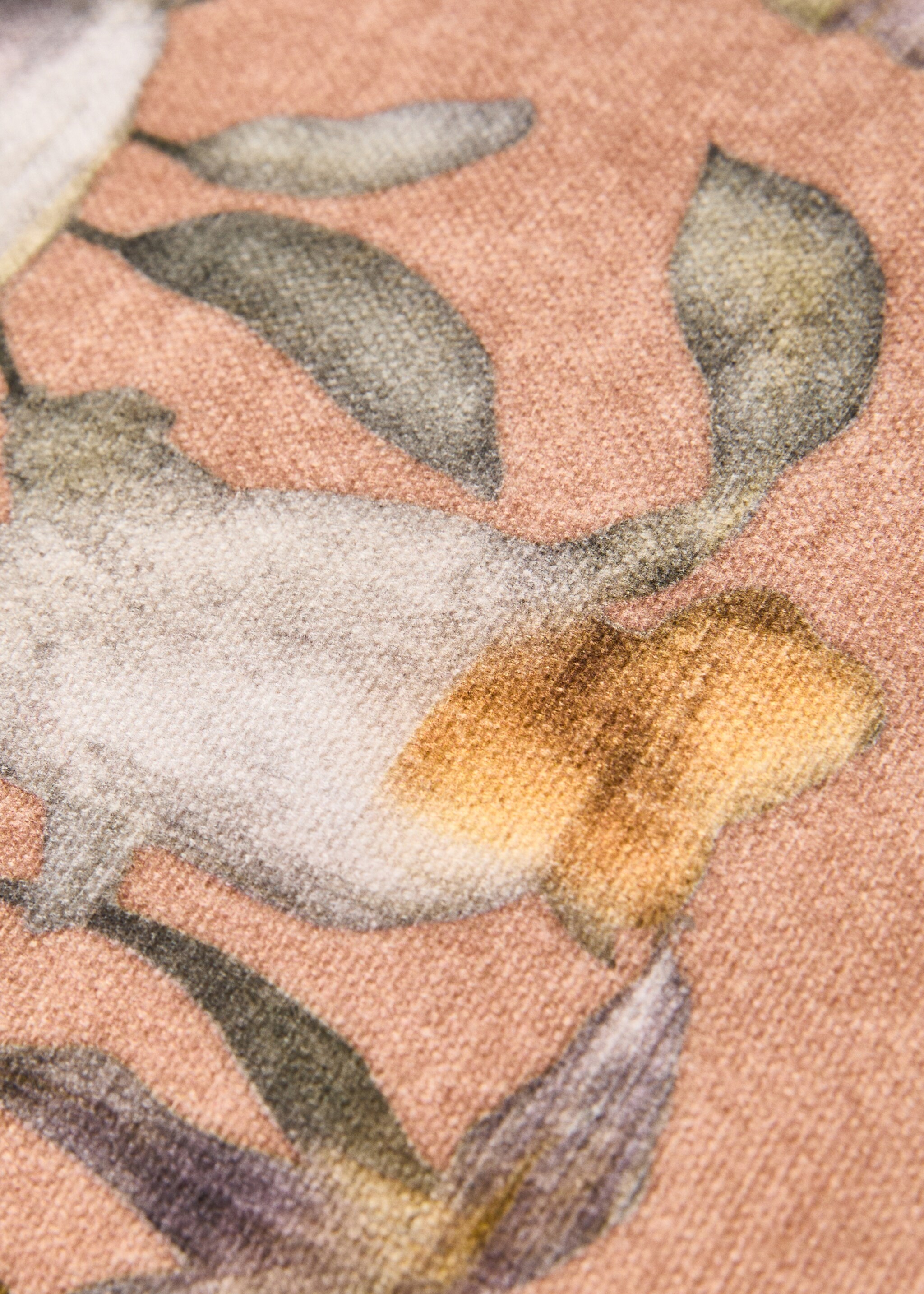 Cushion cover with floral-print trim 45x45 cm - Details of the article 1, Peach. Ref: 87002029-00.