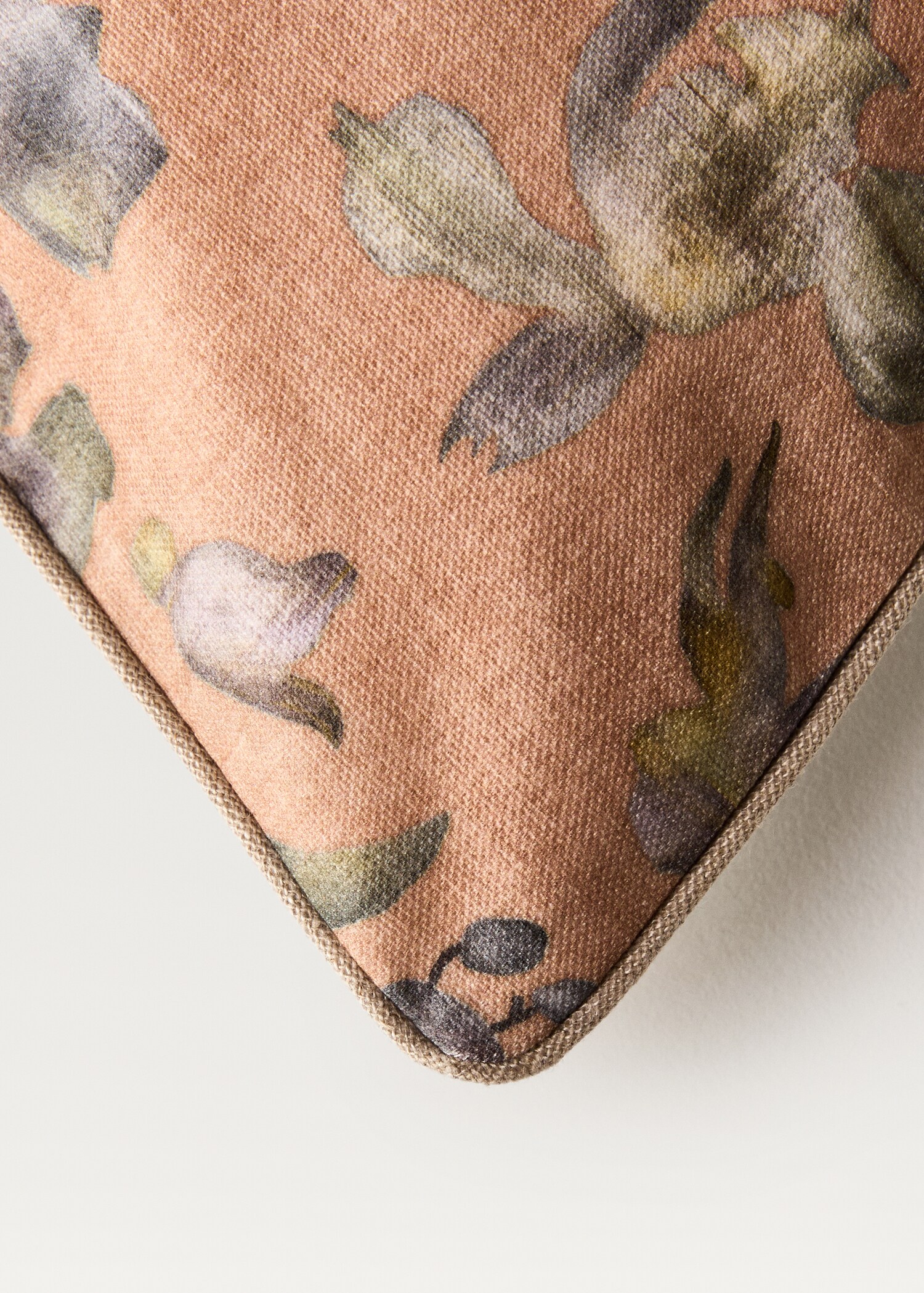 Cushion cover with floral-print trim 45x45 cm - Details of the article 3