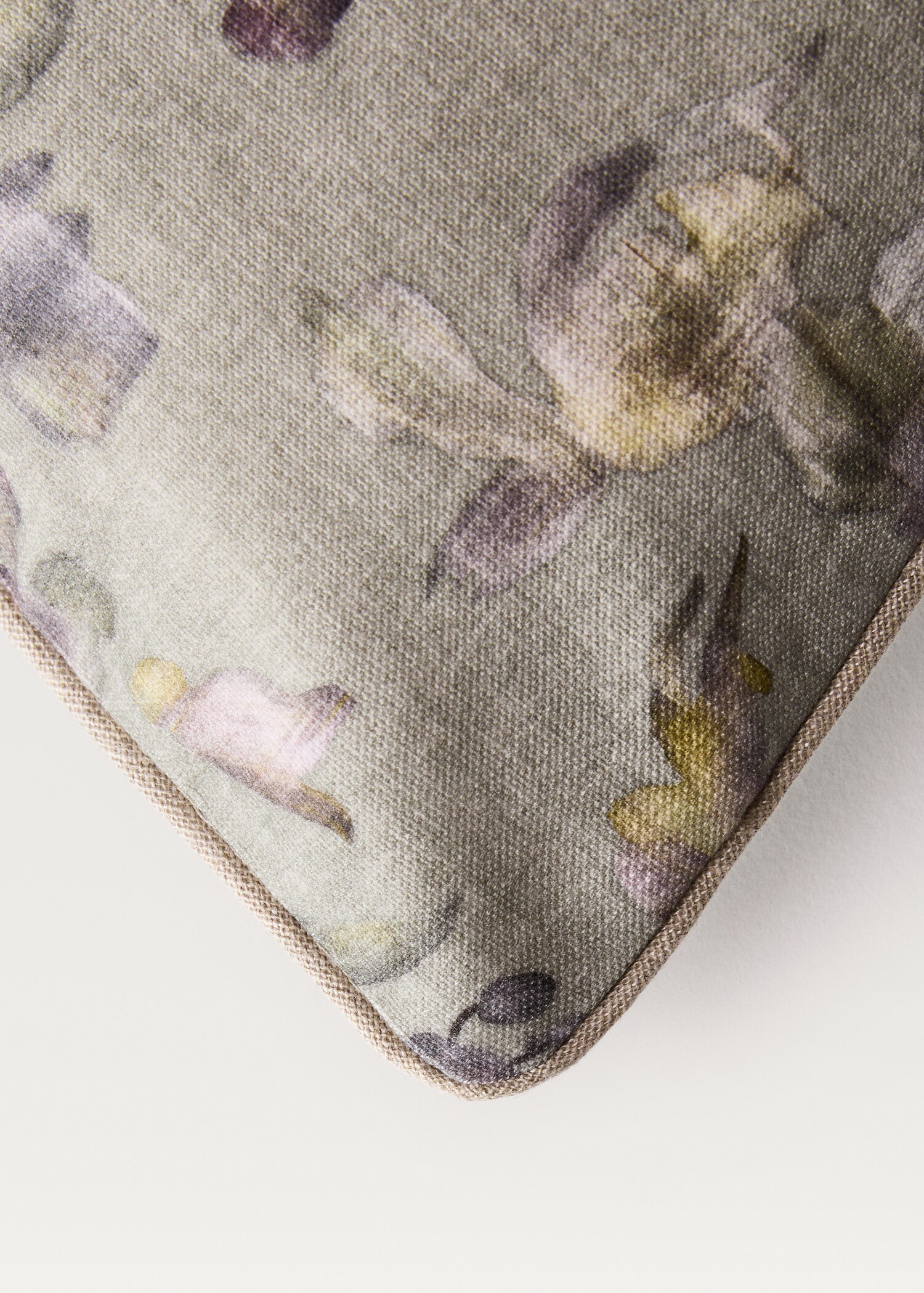 Cushion cover with floral-print trim 45x45 cm - Details of the article 3