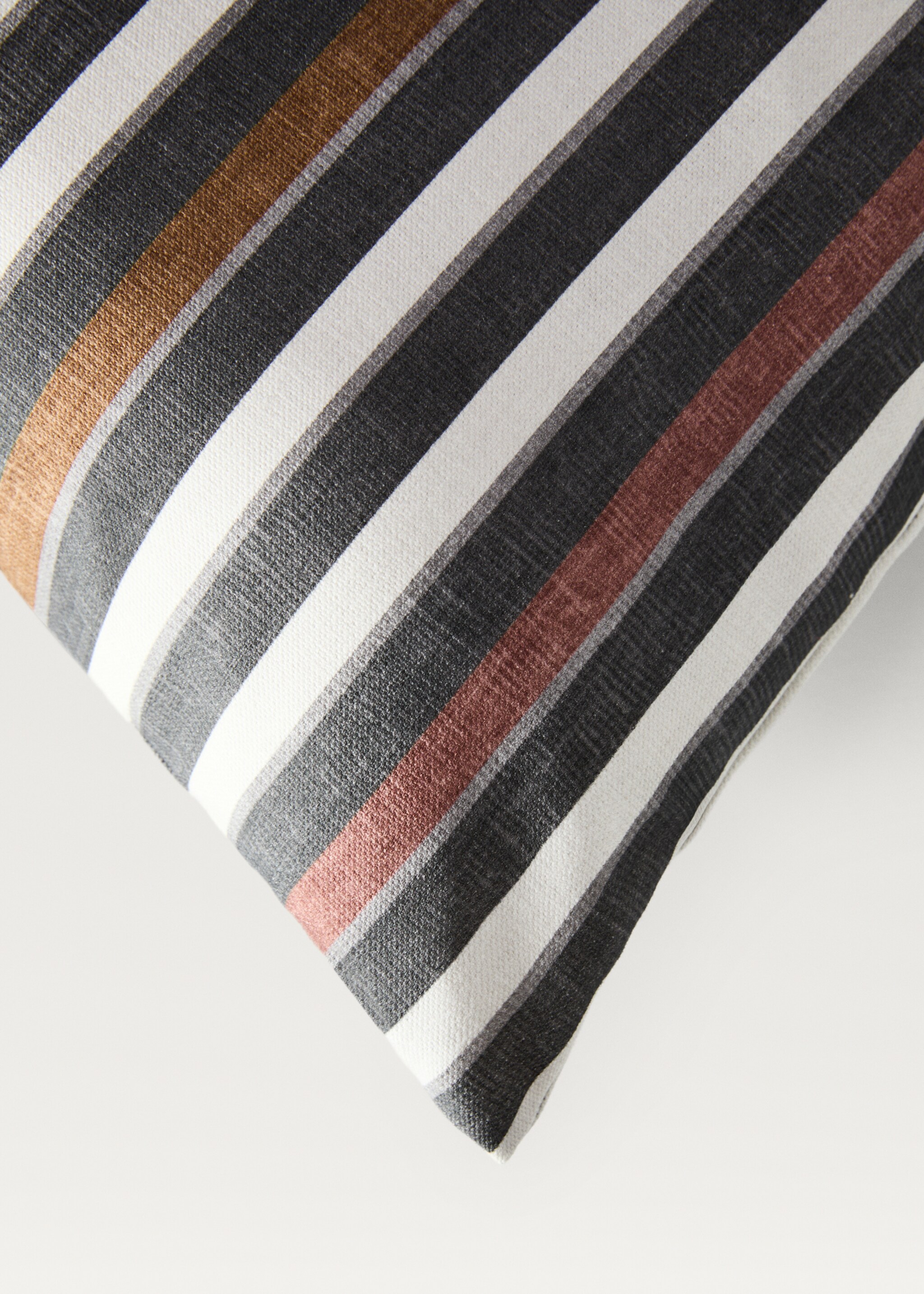 Cushion cover with printed stripes 40x60 cm - Details of the article 2, Light/Pastel Grey. Ref: 87002030-00.