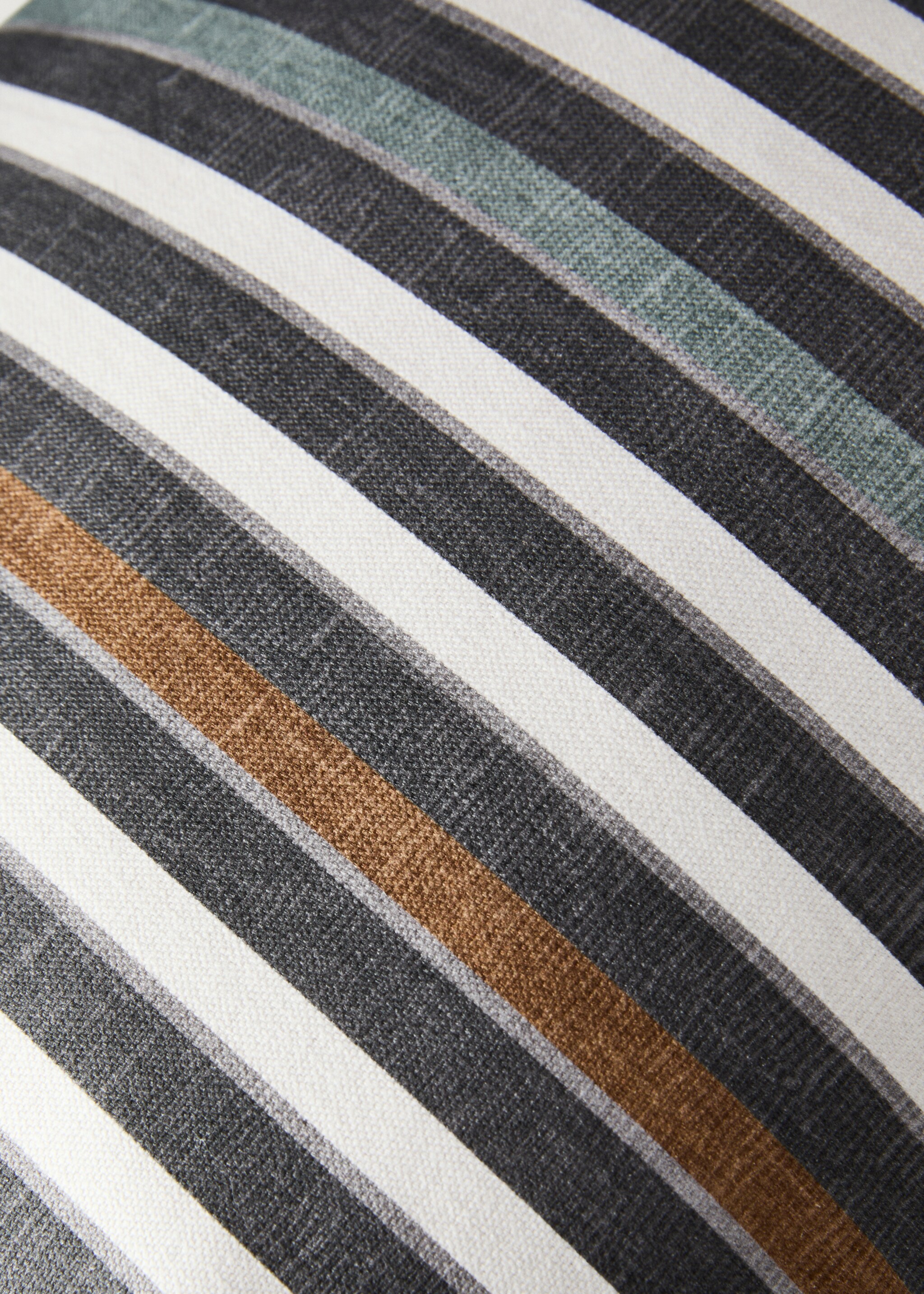 Cushion cover with printed stripes 40x60 cm - Details of the article 3, Light/Pastel Grey. Ref: 87002030-00.