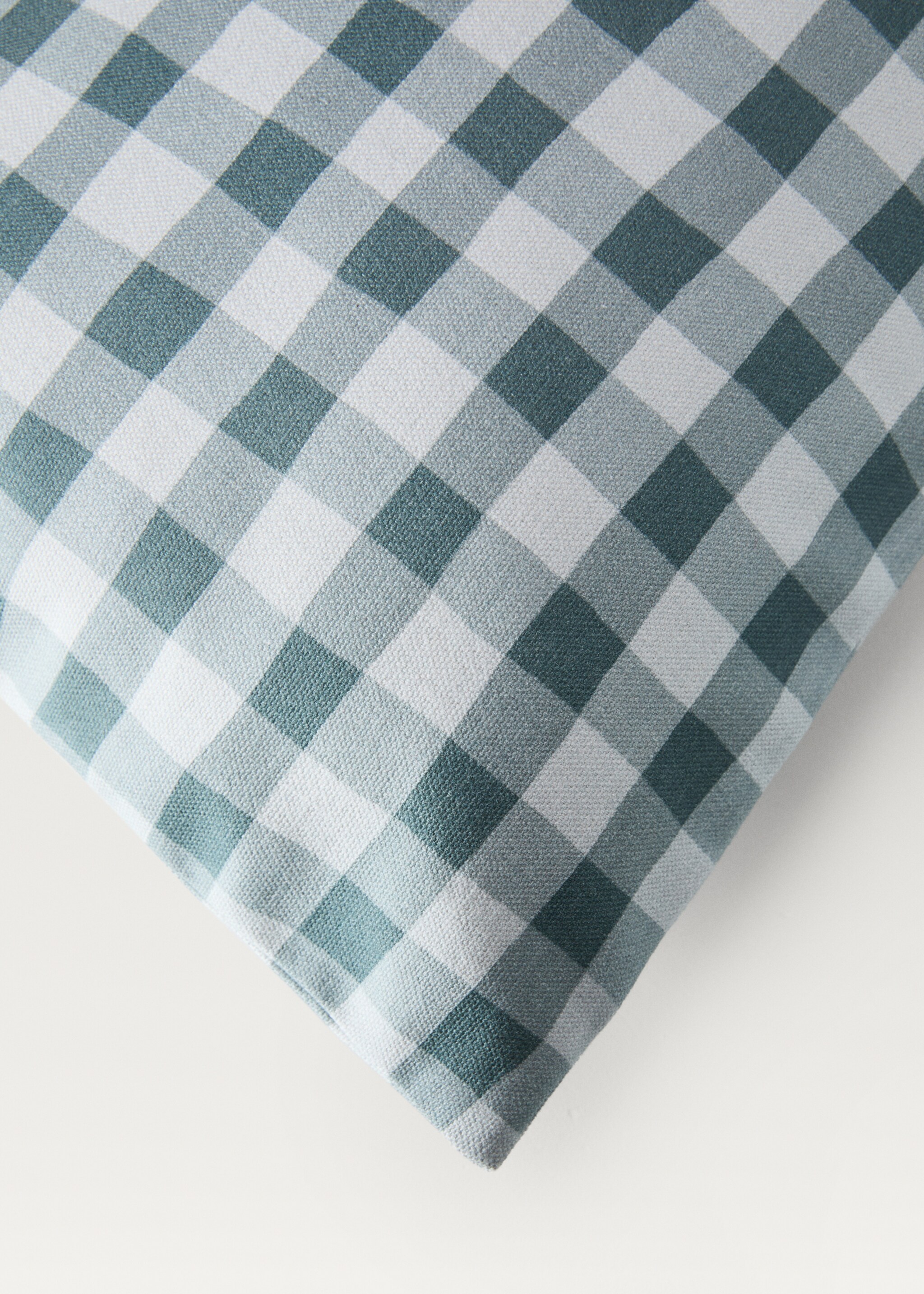 Housse de coussin coton imprimé vichy 30x50 cm - Détail de l'article 2, Bleu. Ref: 87002031-00.