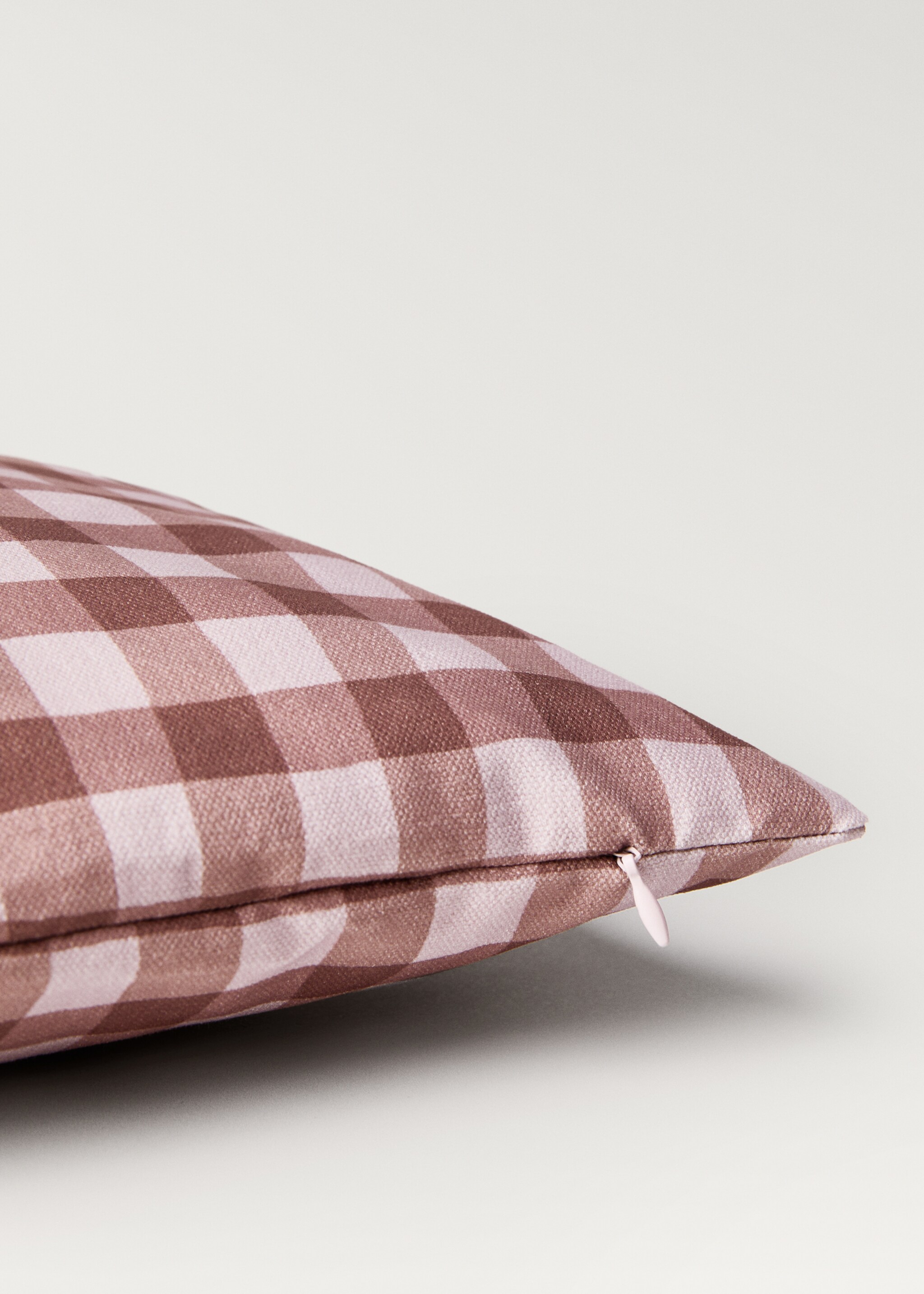 Cotton gingham check cushion cover 30x50 cm - Details of the article 1, Pink. Ref: 87002031-00.