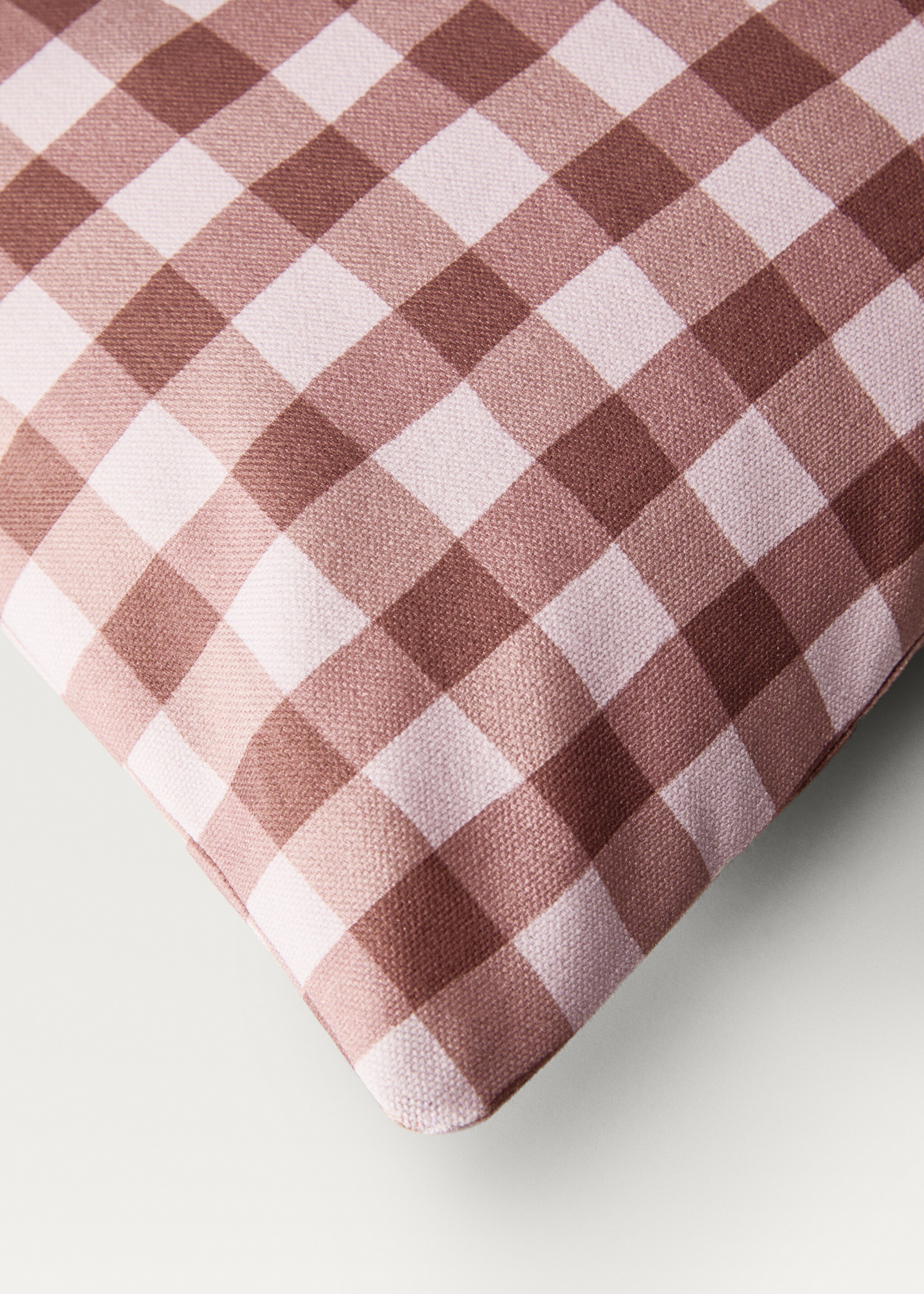 Cotton gingham check cushion cover 30x50 cm - Details of the article 2, Pink. Ref: 87002031-00.
