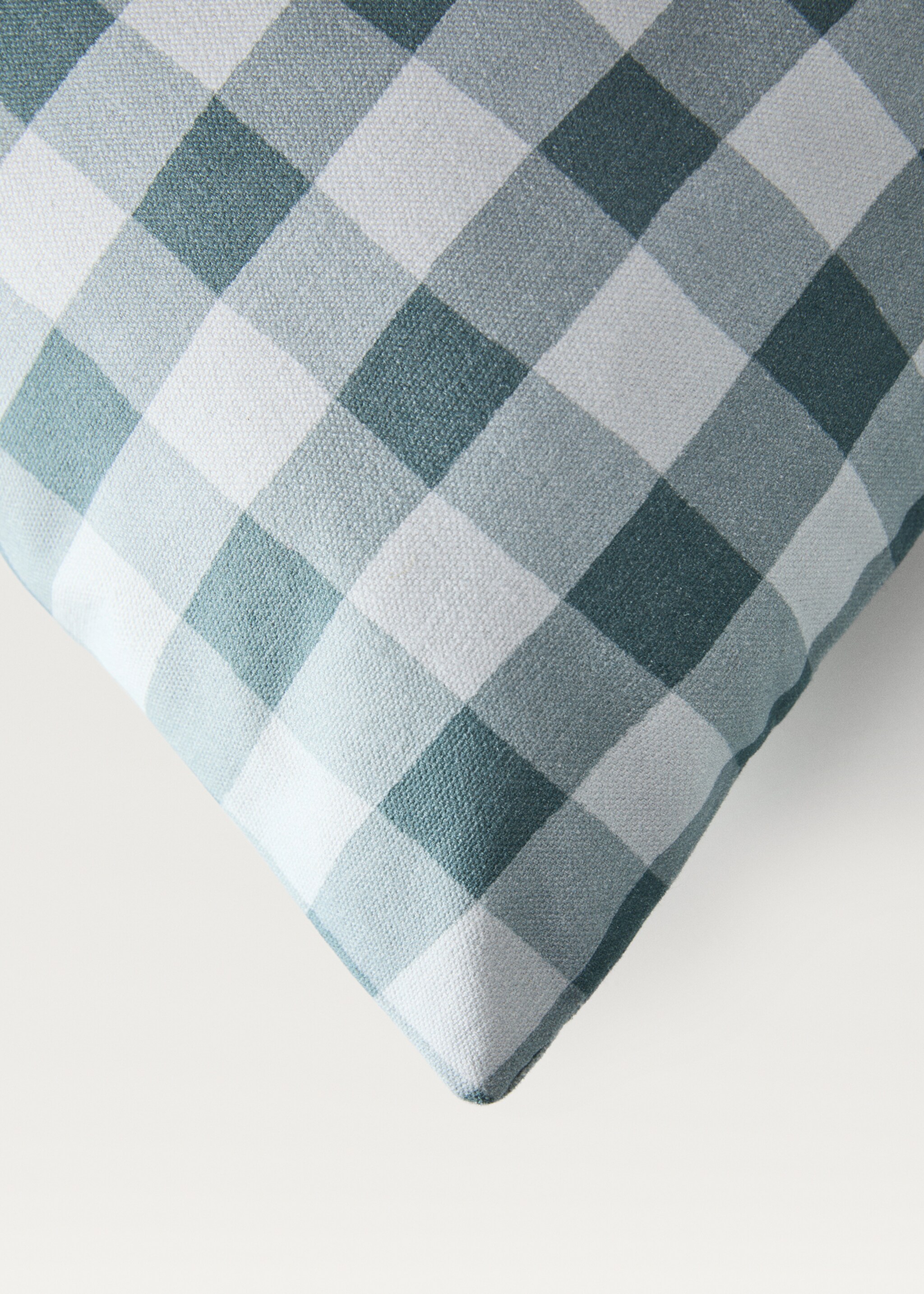 Cotton gingham check cushion cover 40x60 cm - Details of the article 2, Blue. Ref: 87002032-00.