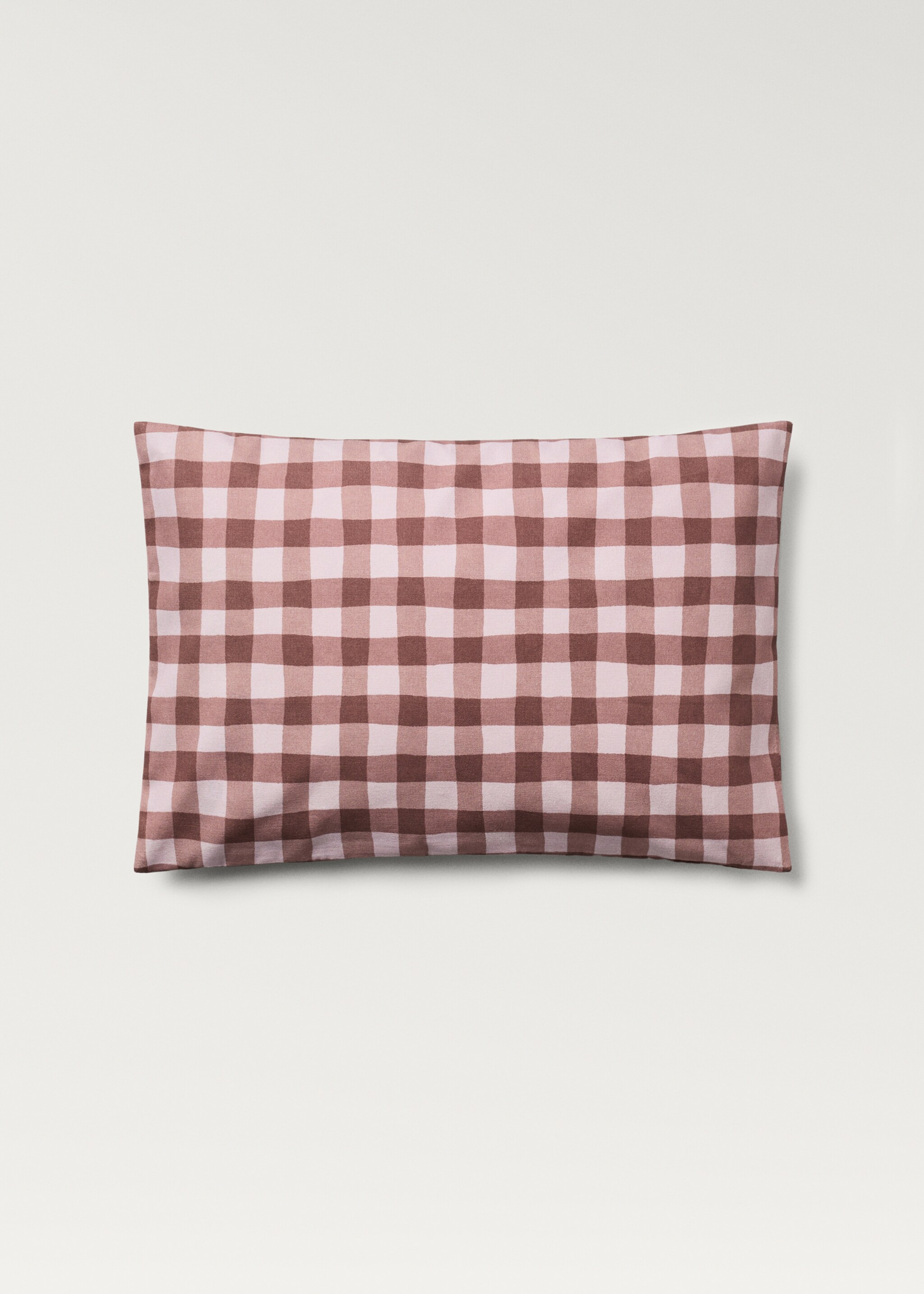 Cotton gingham check cushion cover 40x60 cm - Article without model, Pink. Ref: 87002032-00.