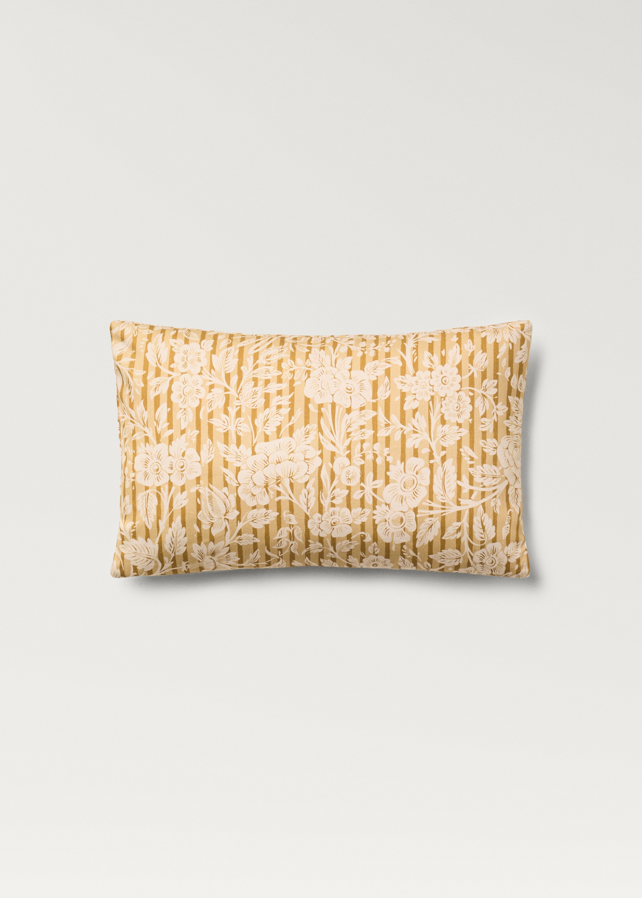 Housse de coussin imprimé à fleurs et rayures 30x50 cm - Article sans modèle, Vert pomme. Ref: 87002033-00.