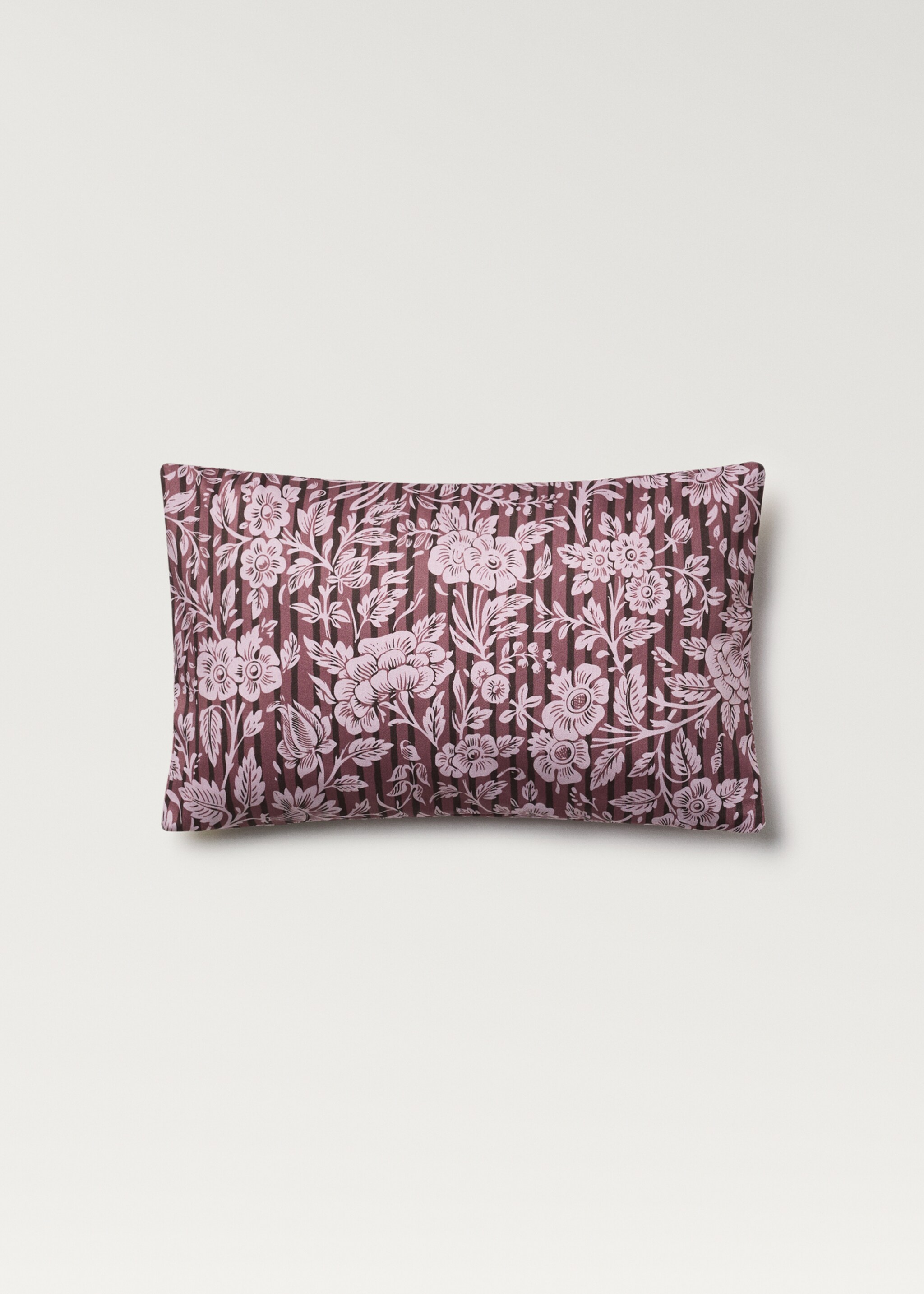 Kuddfodral med blom- och randtryck 30x50 cm - Artikel utan modell, Rosa. Ref: 87002033-00.