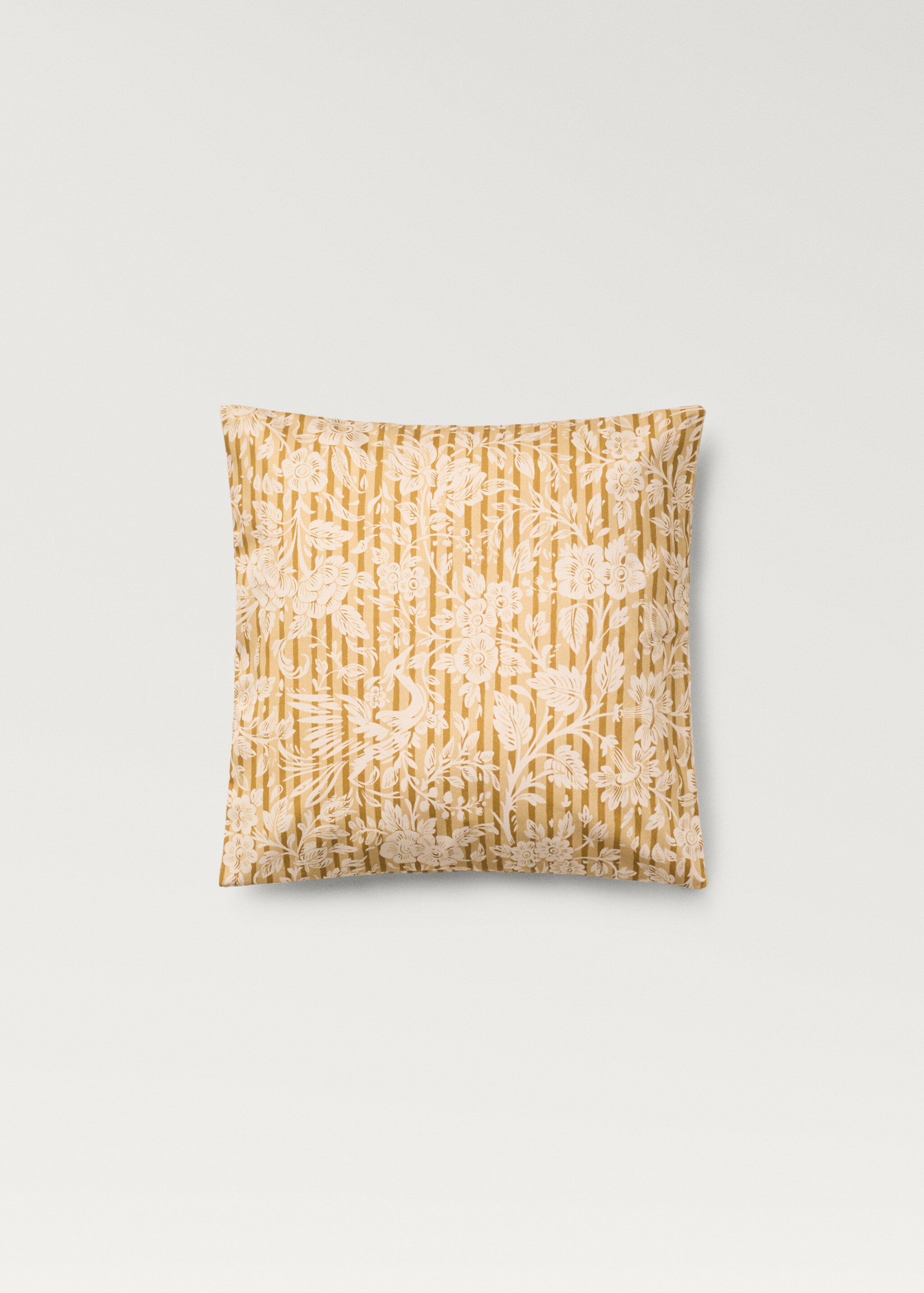 Kuddfodral med blom- och randtryck 45x45 cm - Artikel utan modell, Grönt äpple. Ref: 87002034-00.