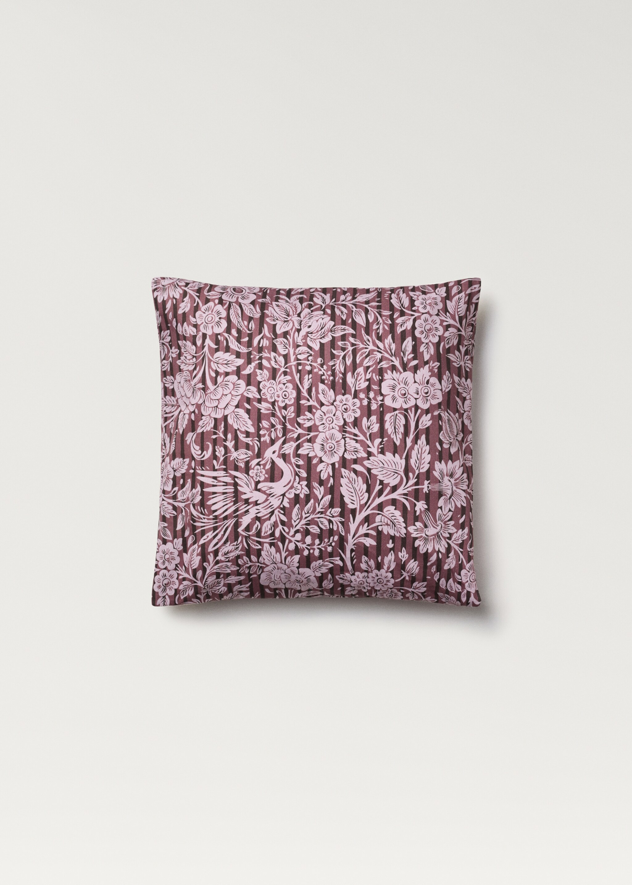 Kuddfodral med blom- och randtryck 45x45 cm - Artikel utan modell, Rosa. Ref: 87002034-00.