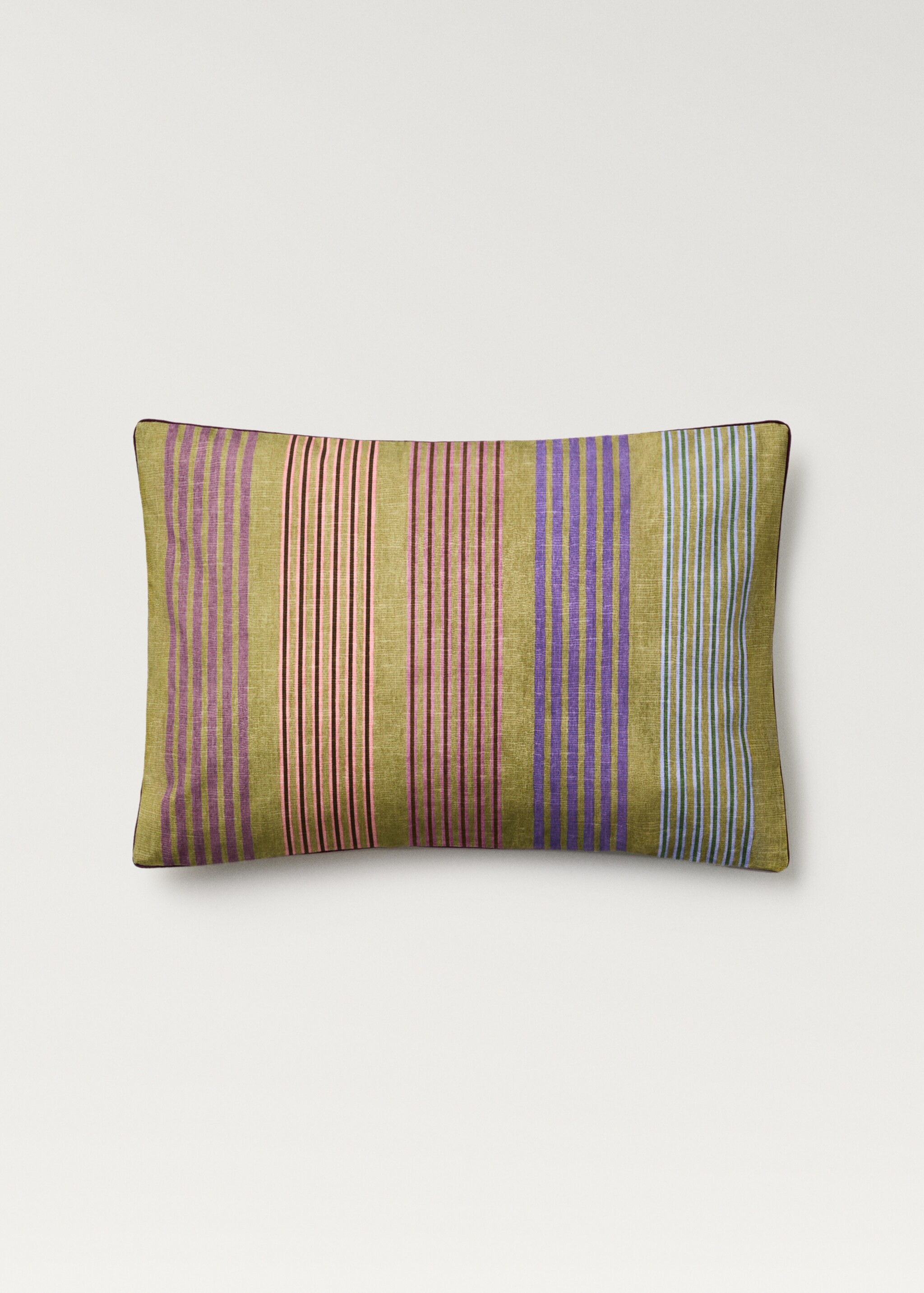 Vícebarevný povlak na polštářek s kontrastním lemováním 40 x 60 cm - Zboží bez modelu, Limetka. Ref: 87002036-00.