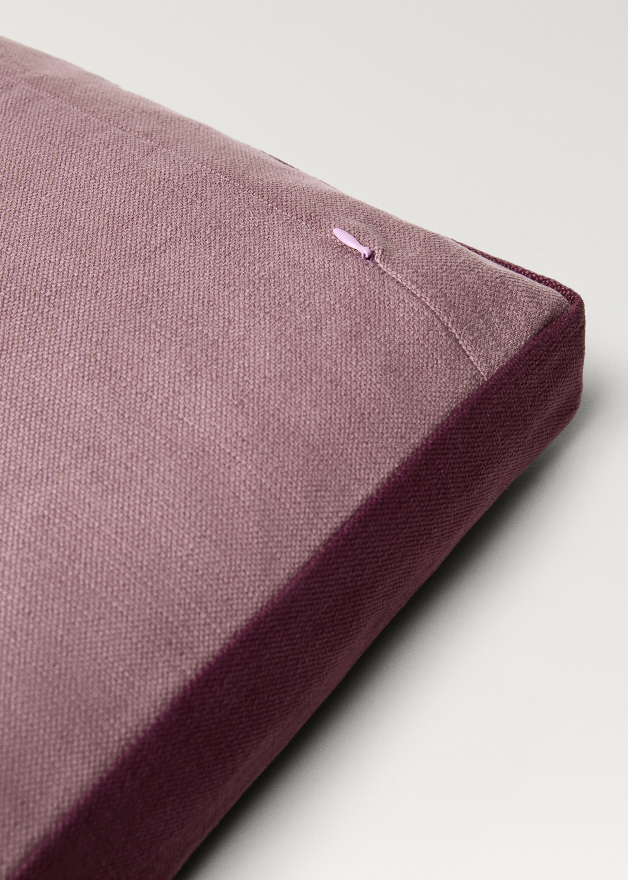 Linen two-tone box cushion cover 30x50 cm - Details of the article 2, Medium Pink. Ref: 87002037-00.