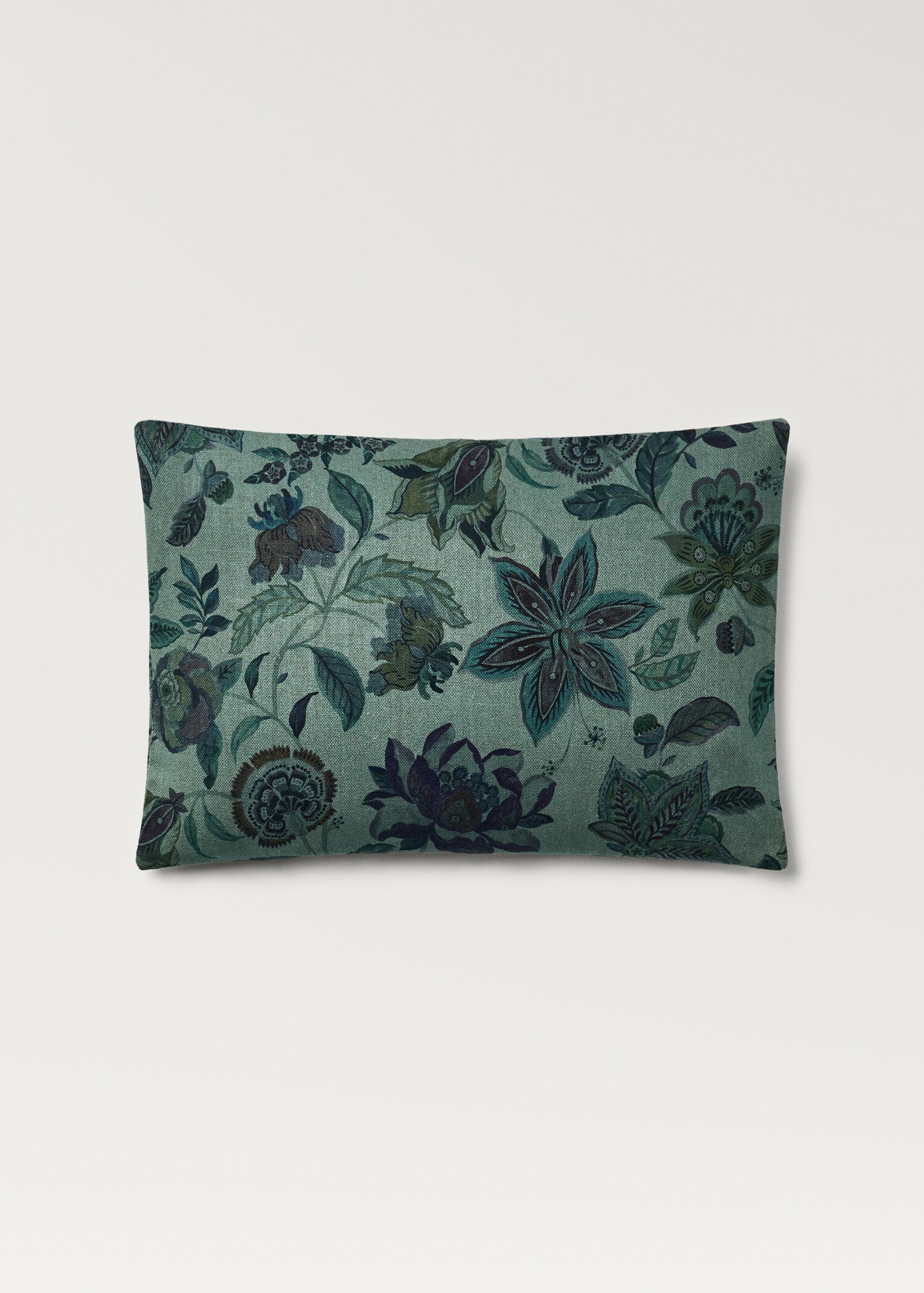 Λινή μαξιλαροθήκη με φλοράλ σχέδιο 40x60 εκ - Προϊόν χωρίς μοντέλο