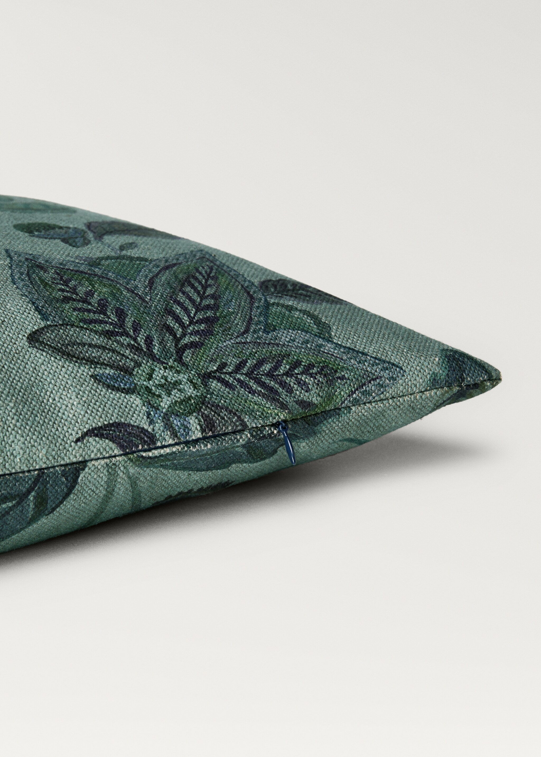 Λινή μαξιλαροθήκη με φλοράλ σχέδιο 40x60 εκ - Λεπτομέρεια του προϊόντος 1, Μπλε. Ref: 87002038-00.