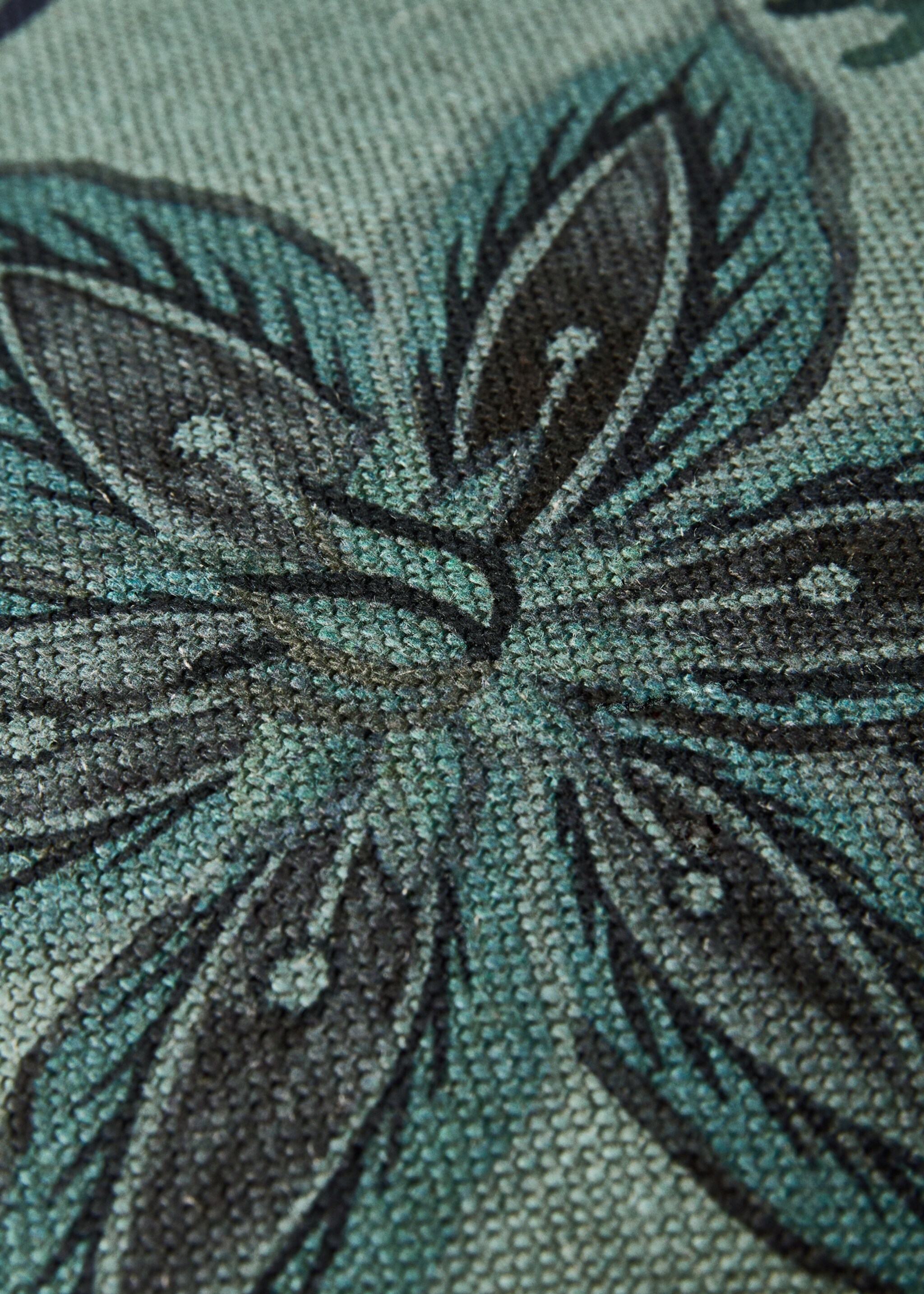 Λινή μαξιλαροθήκη με φλοράλ σχέδιο 40x60 εκ - Λεπτομέρεια του προϊόντος 3, Μπλε. Ref: 87002038-00.