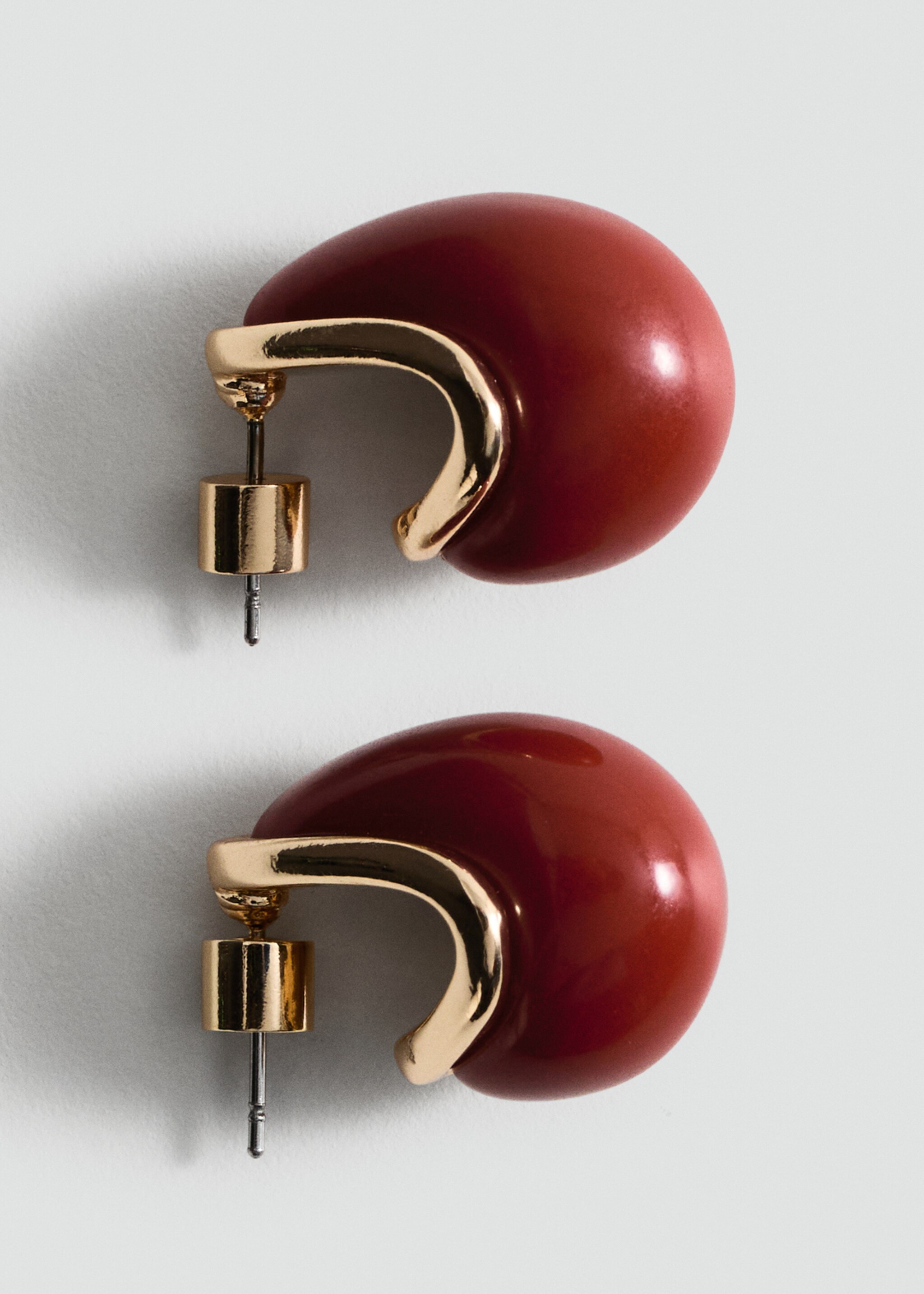 Resin drop earrings - Medium plane, Red. Ref: 87002555-00.