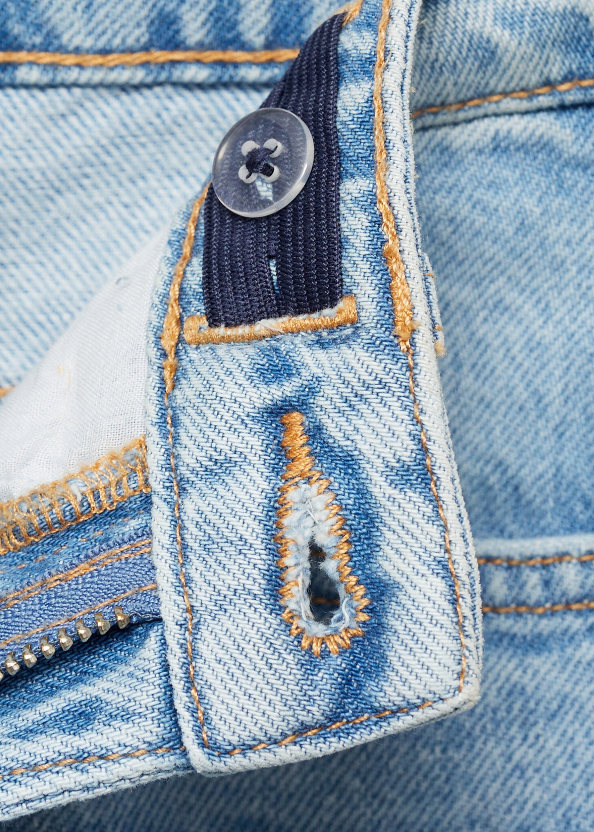 Decorative ripped jeans - Details of the article 8, Medium Blue. Ref: 87002900-00.