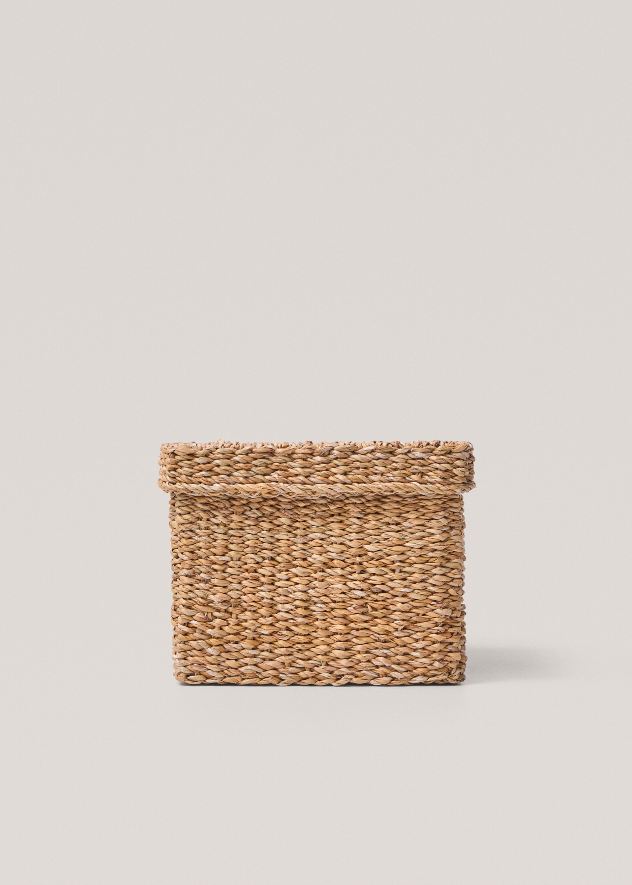 Medium square seagrass basket with lid - Article without model, Brown. Ref: 87002918-00.