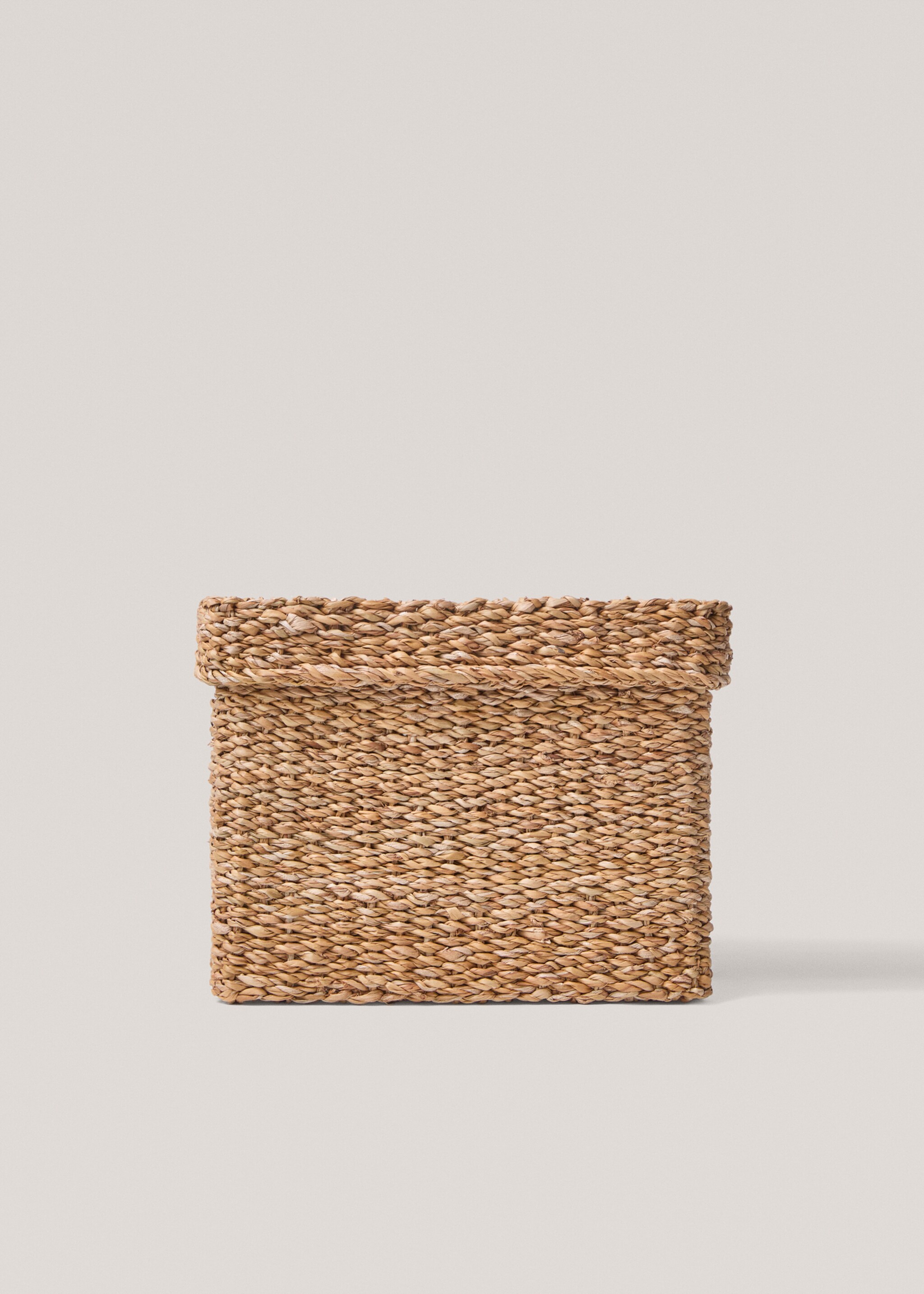 Large square seagrass basket with lid - Article without model, Brown. Ref: 87002919-00.