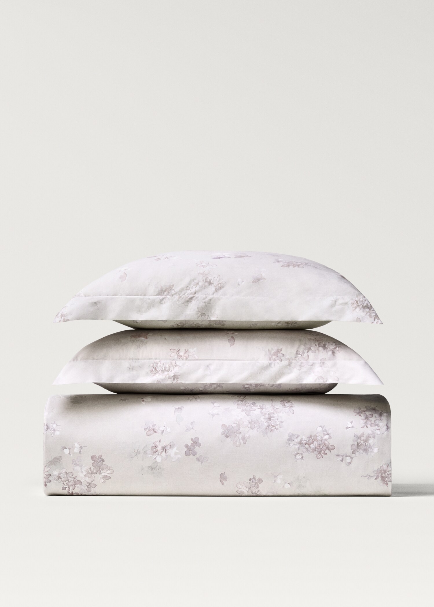Percale cotton romantic floral-print duvet cover King bed - Article without model