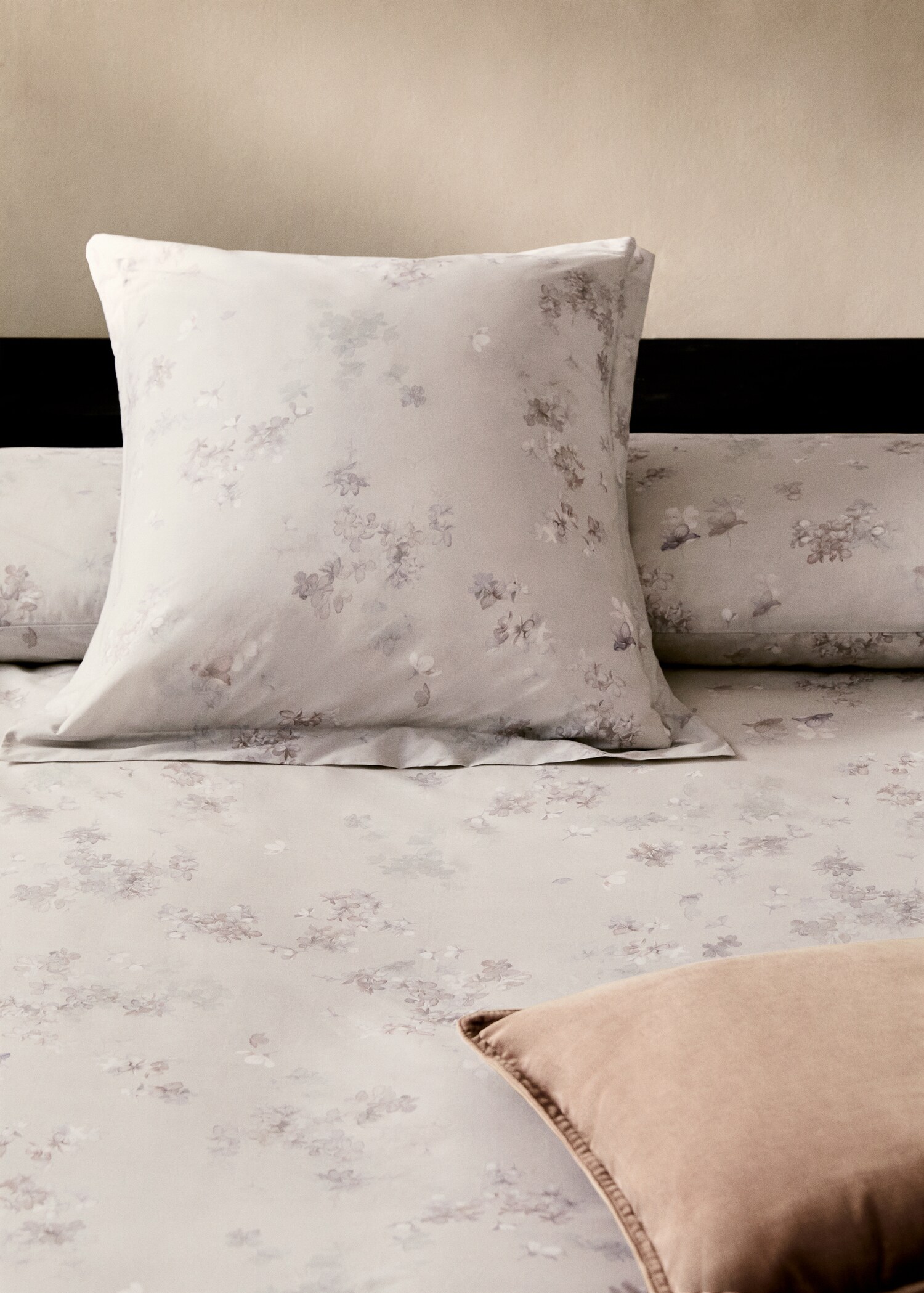 Percale cotton duvet cover with romantic floral print Superking bed - Details of the article 7