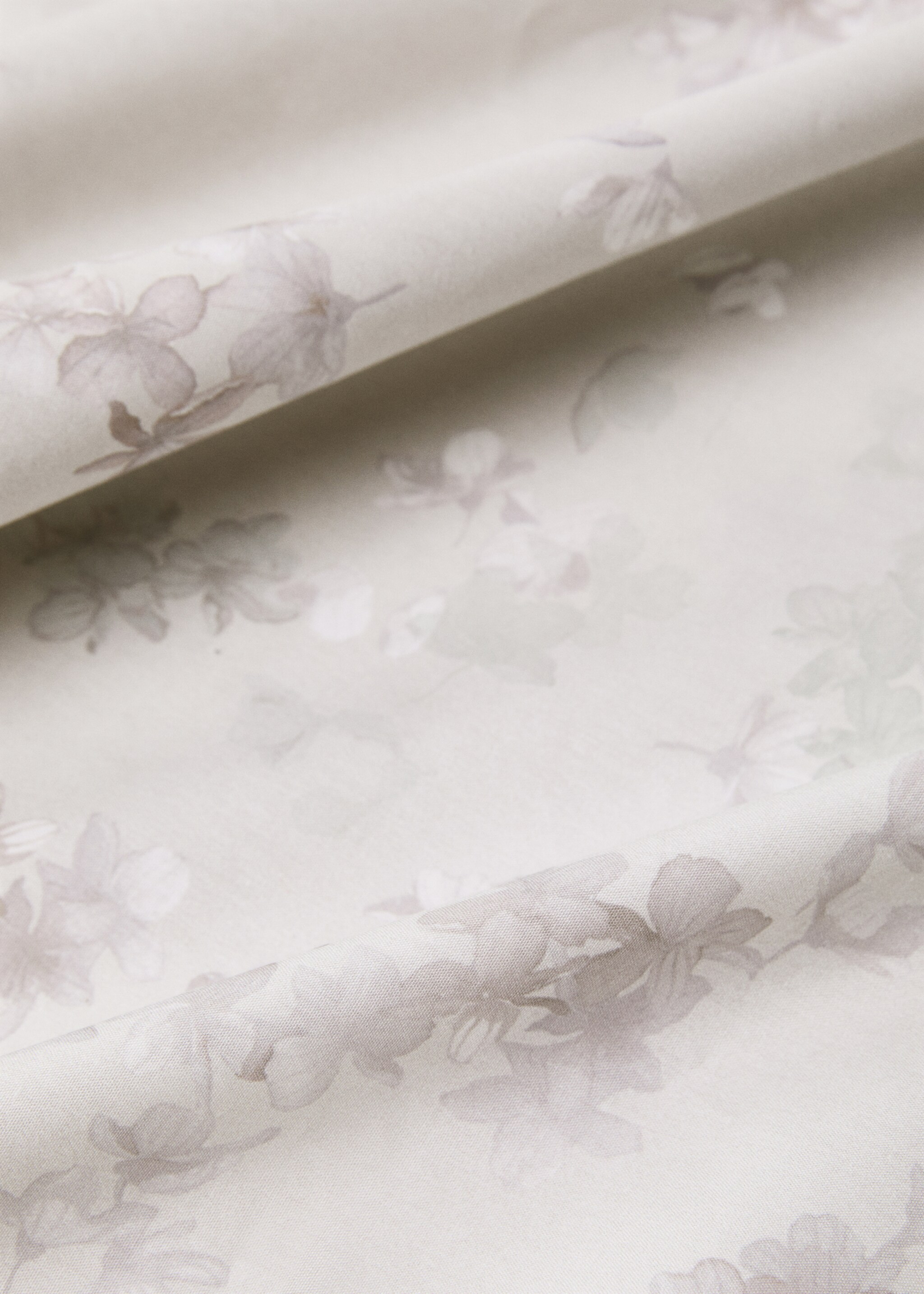 Percale cotton top sheet with romantic flower print for 150/160 cm bed - Details of the article 3, Forest Green. Ref: 87002938-00.