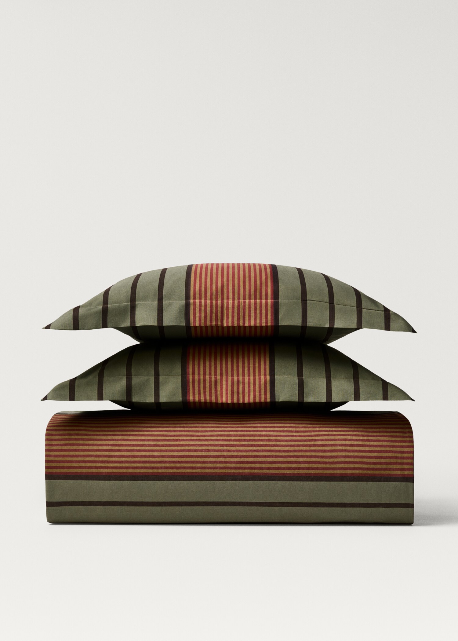 Percale cotton multi-striped duvet cover King bed - Article without model