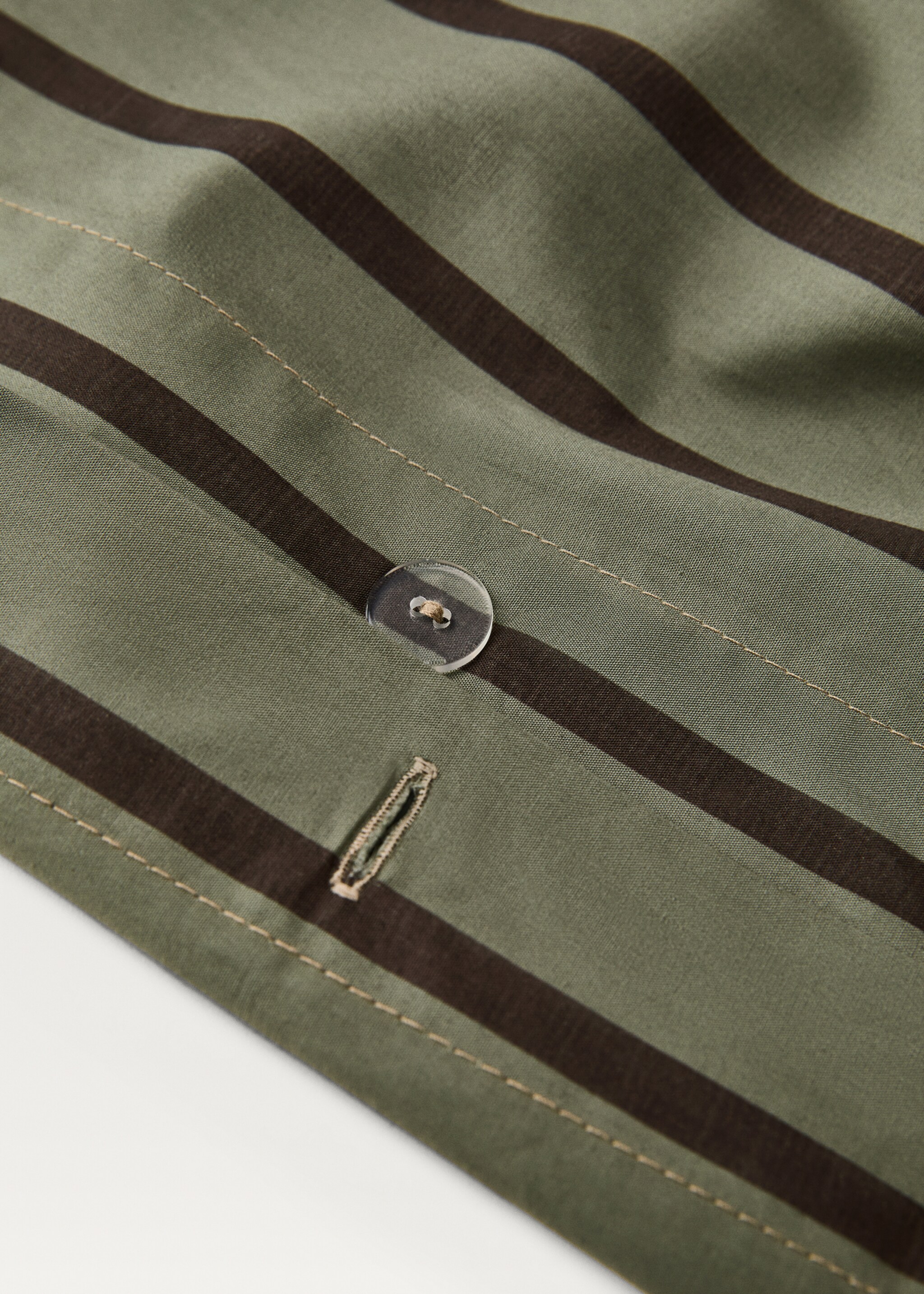 Percale cotton multi-striped duvet cover King bed - Details of the article 1, Khaki. Ref: 87002940-00.