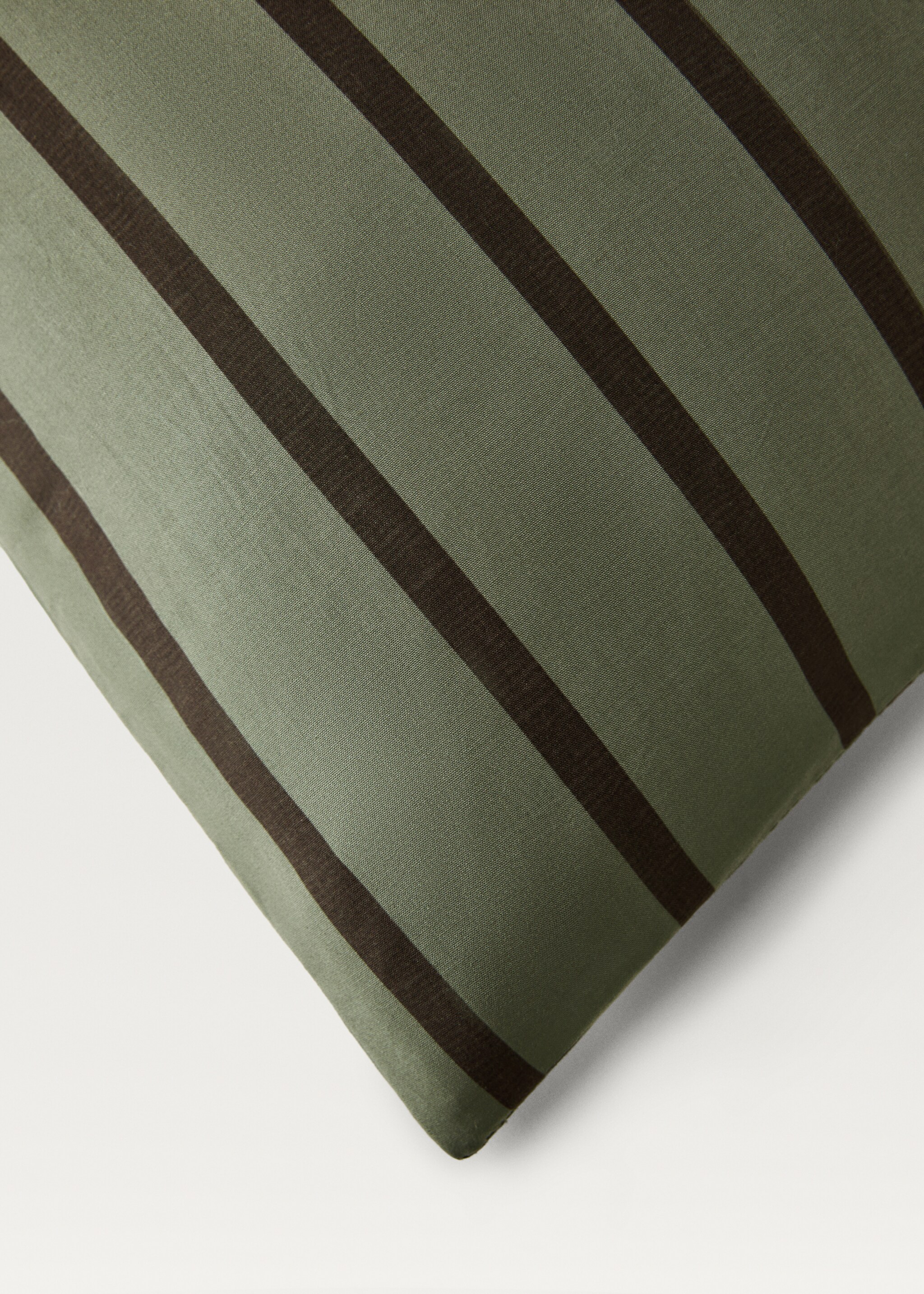 Percale cotton multi-striped duvet cover King bed - Details of the article 2, Khaki. Ref: 87002940-00.
