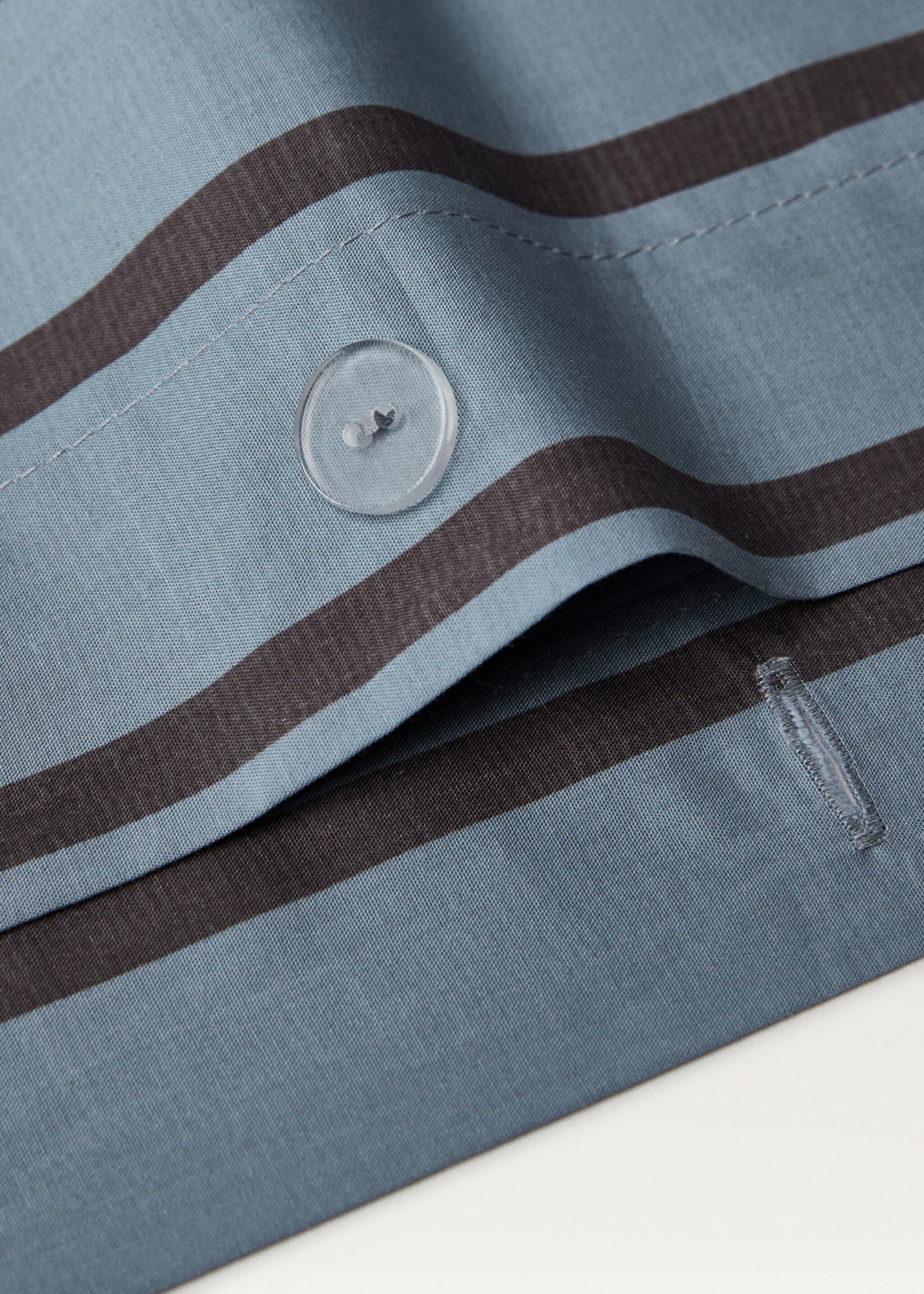 Percale cotton multi-striped duvet cover King bed - Details of the article 2, Aqua Green. Ref: 87002940-00.