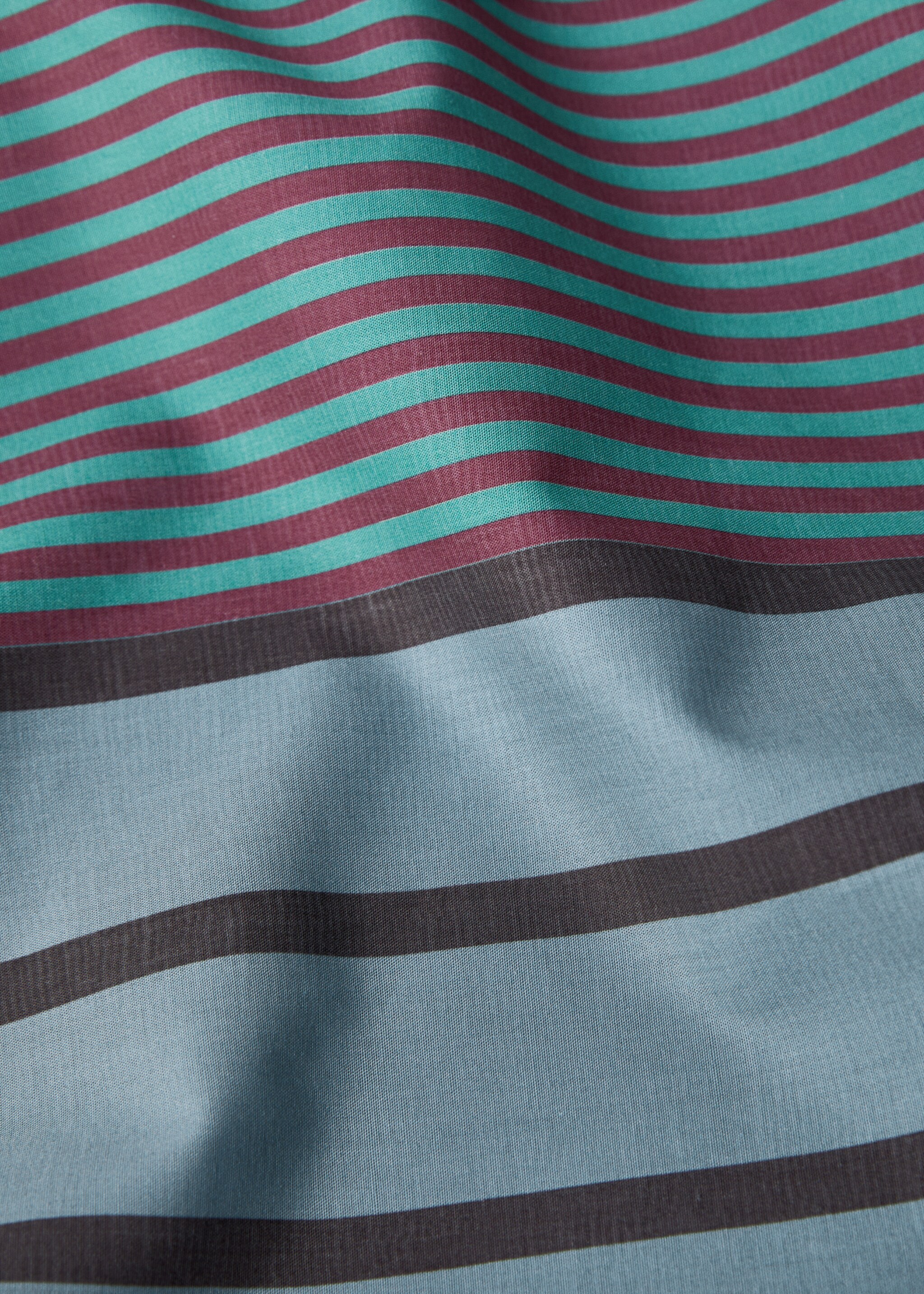 Percale cotton multi-striped duvet cover King bed - Details of the article 3, Aqua Green. Ref: 87002940-00.