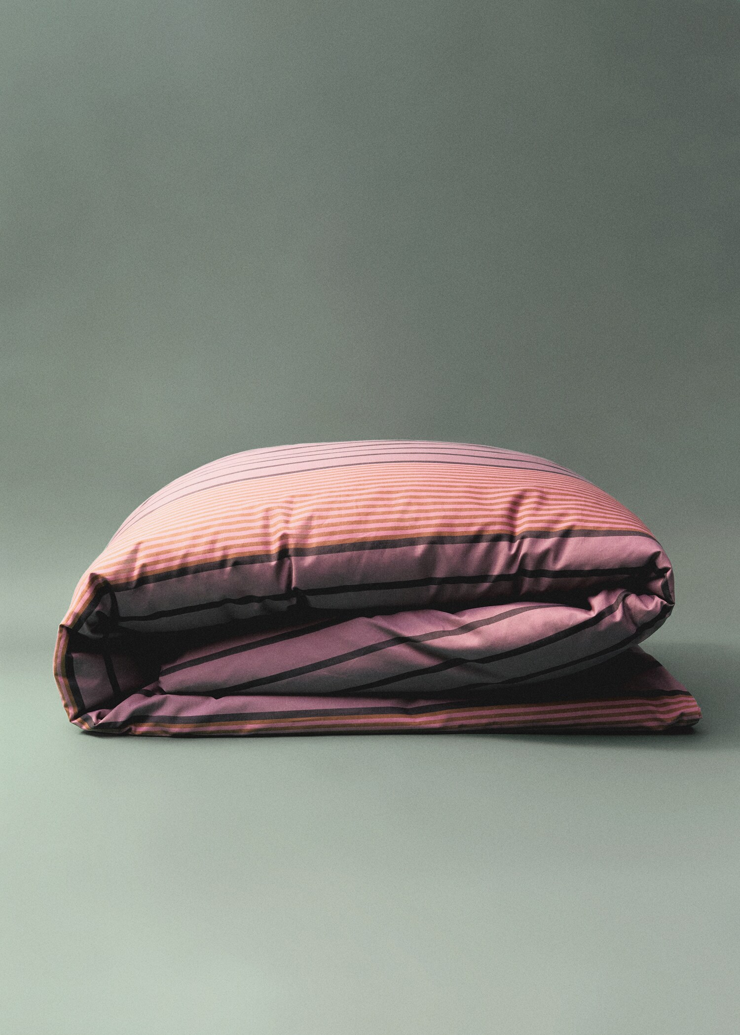 Percale cotton multi-striped duvet cover King bed - Details of the article 8