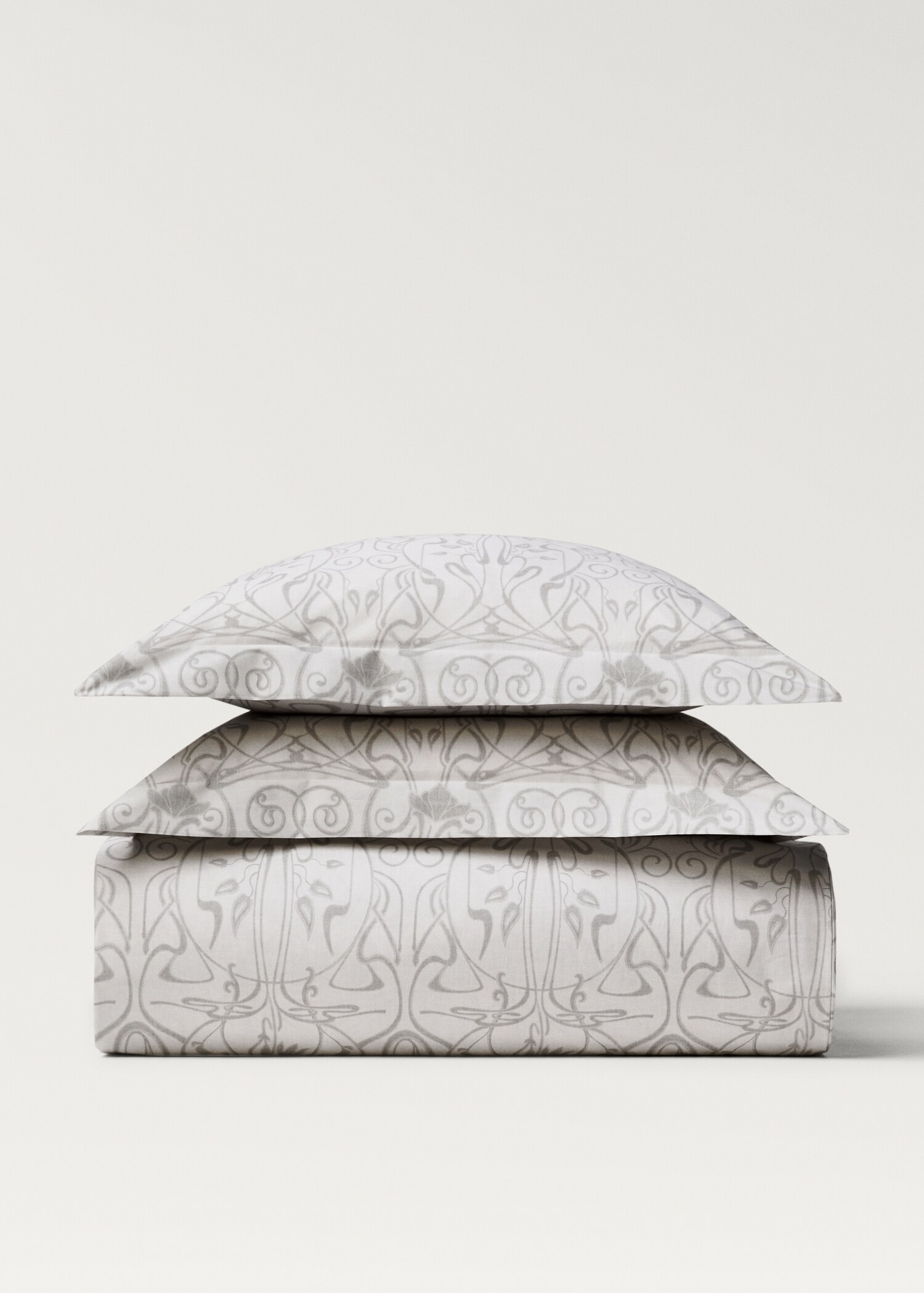 Percale cotton duvet cover with ornamental print Single bed - Article without model