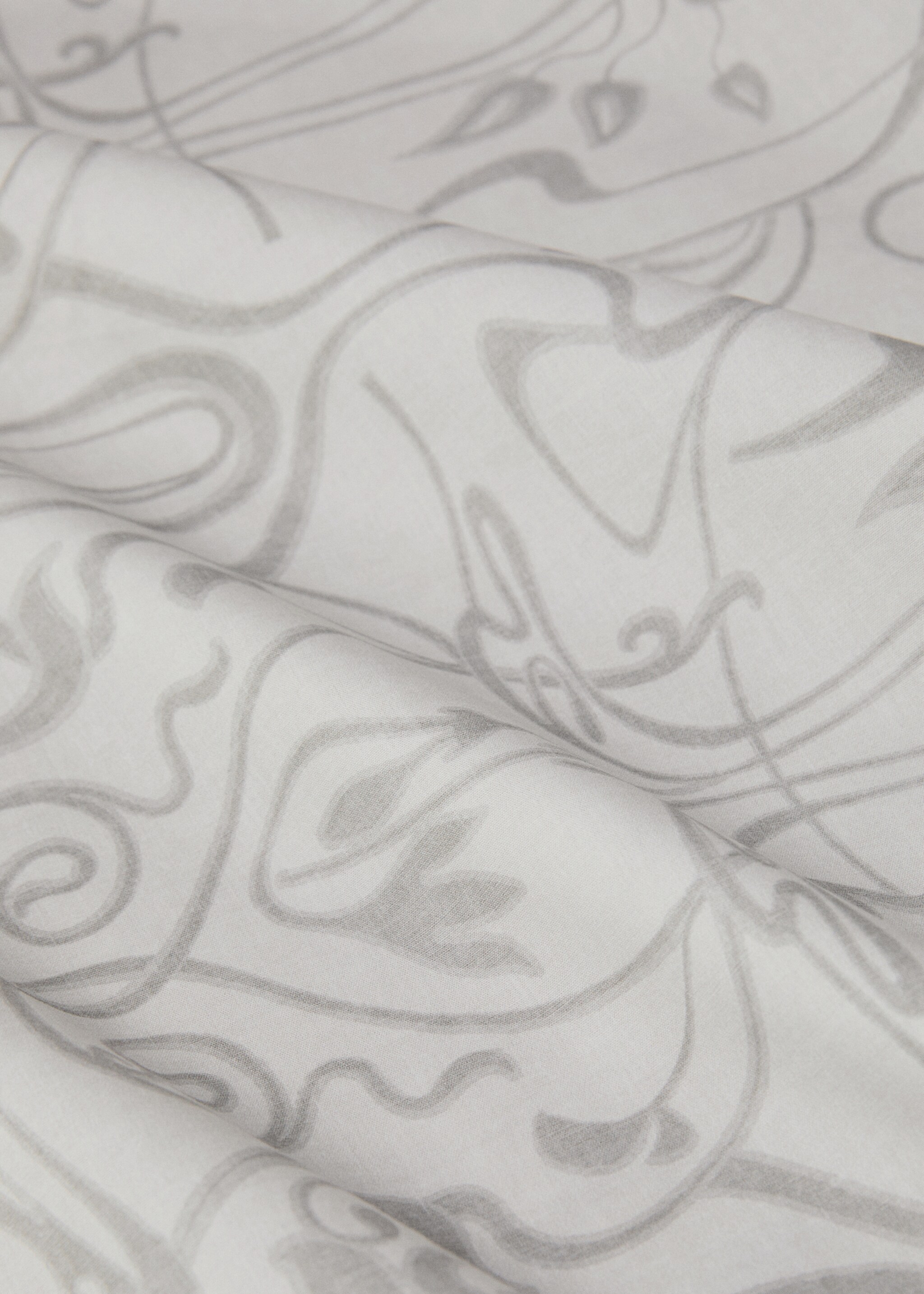 Percale cotton duvet cover with ornamental print Single bed - Details of the article 1, Light/Pastel Grey. Ref: 87002942-00.