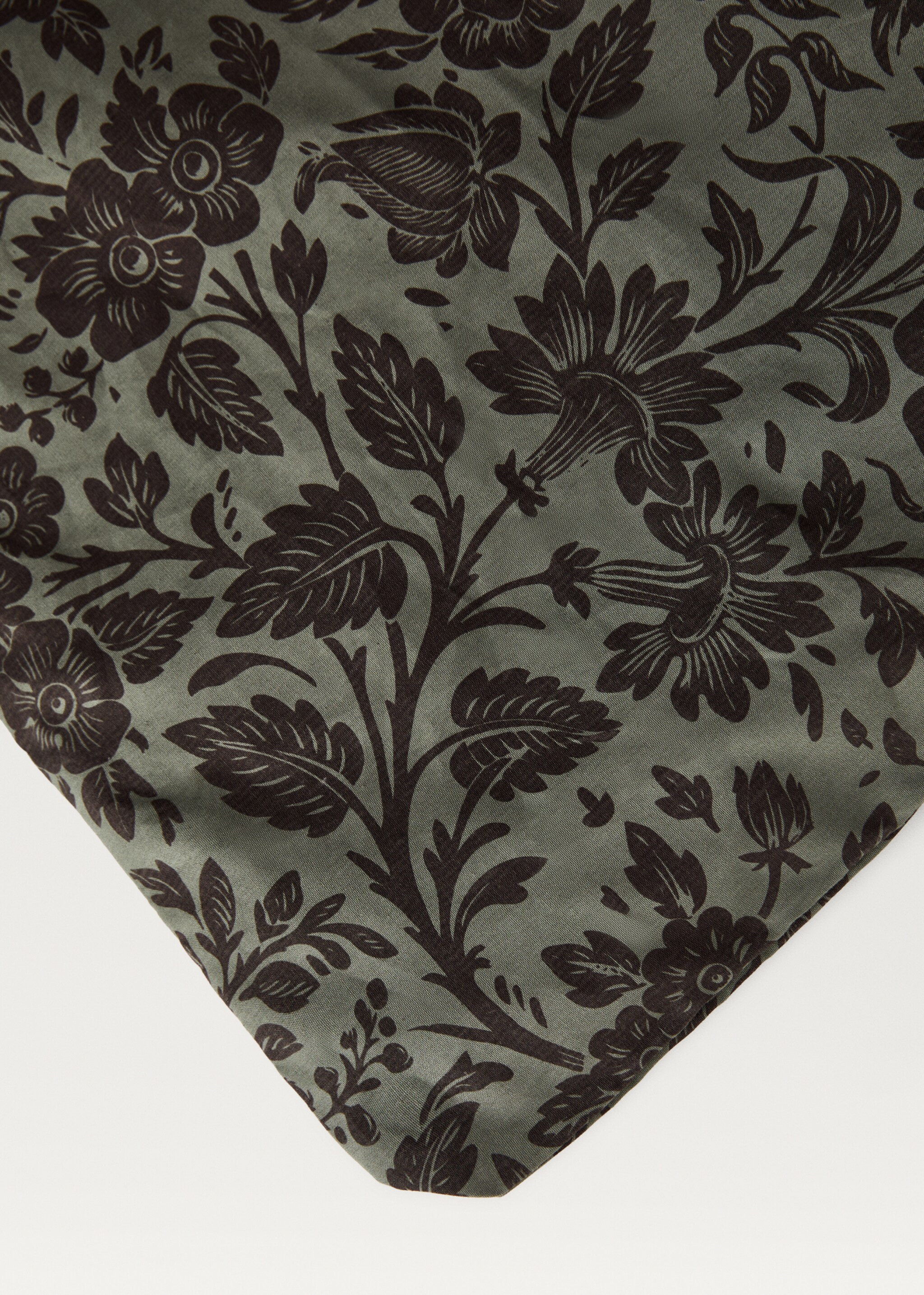 Percale cotton printed two-tone floral duvet cover Single bed - Details of the article 1, Khaki. Ref: 87002954-00.