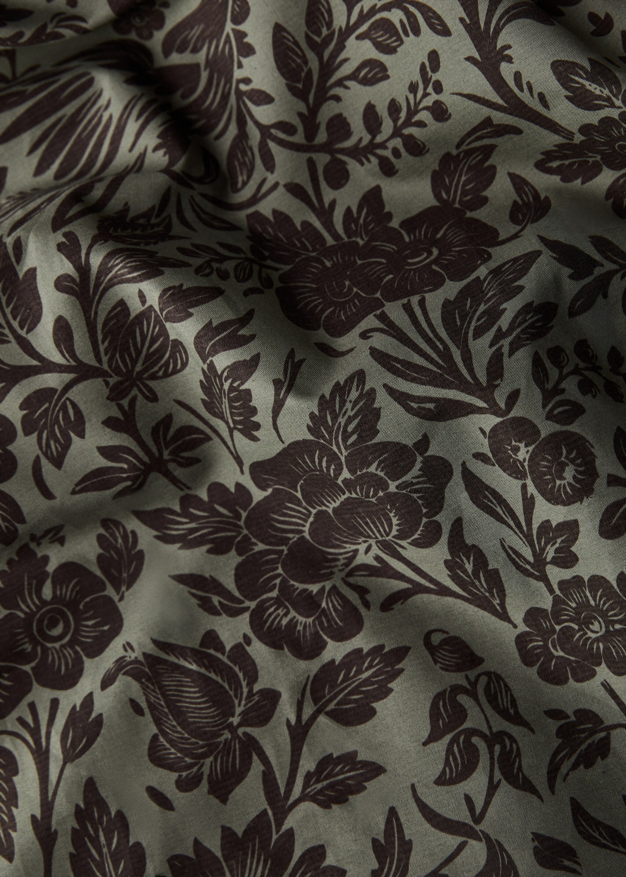 Percale cotton printed two-tone floral duvet cover Single bed - Details of the article 3, Khaki. Ref: 87002954-00.