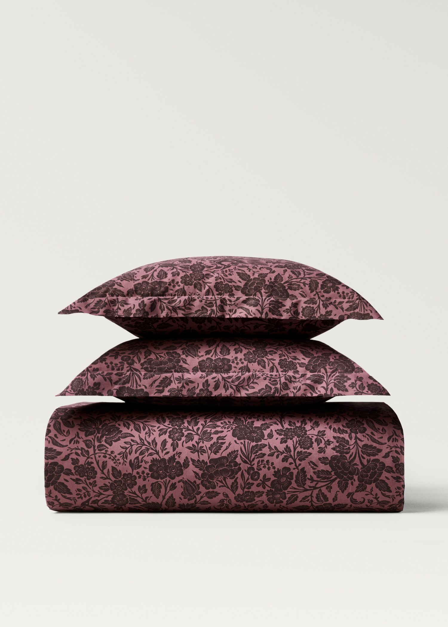 Percale cotton printed two-tone floral duvet cover Single bed - Article without model