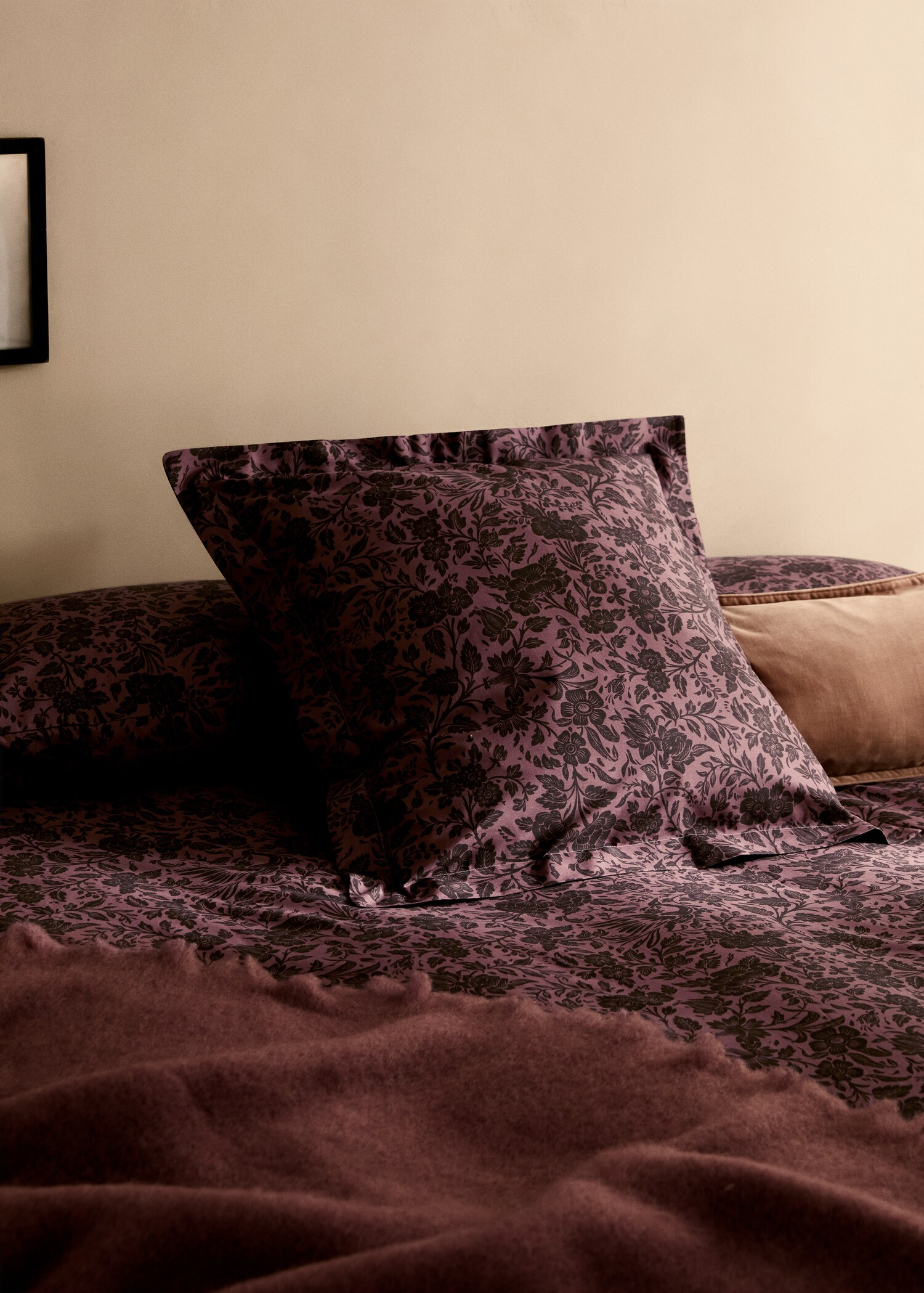 Percale cotton printed two-tone floral duvet cover Single bed - Details of the article 7