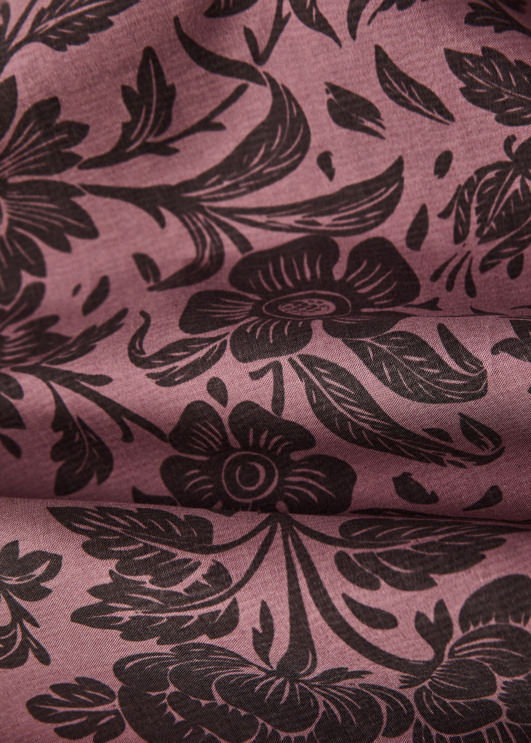 Percale cotton two-tone floral-print duvet cover King bed - Details of the article 1, Pink. Ref: 87002956-00.