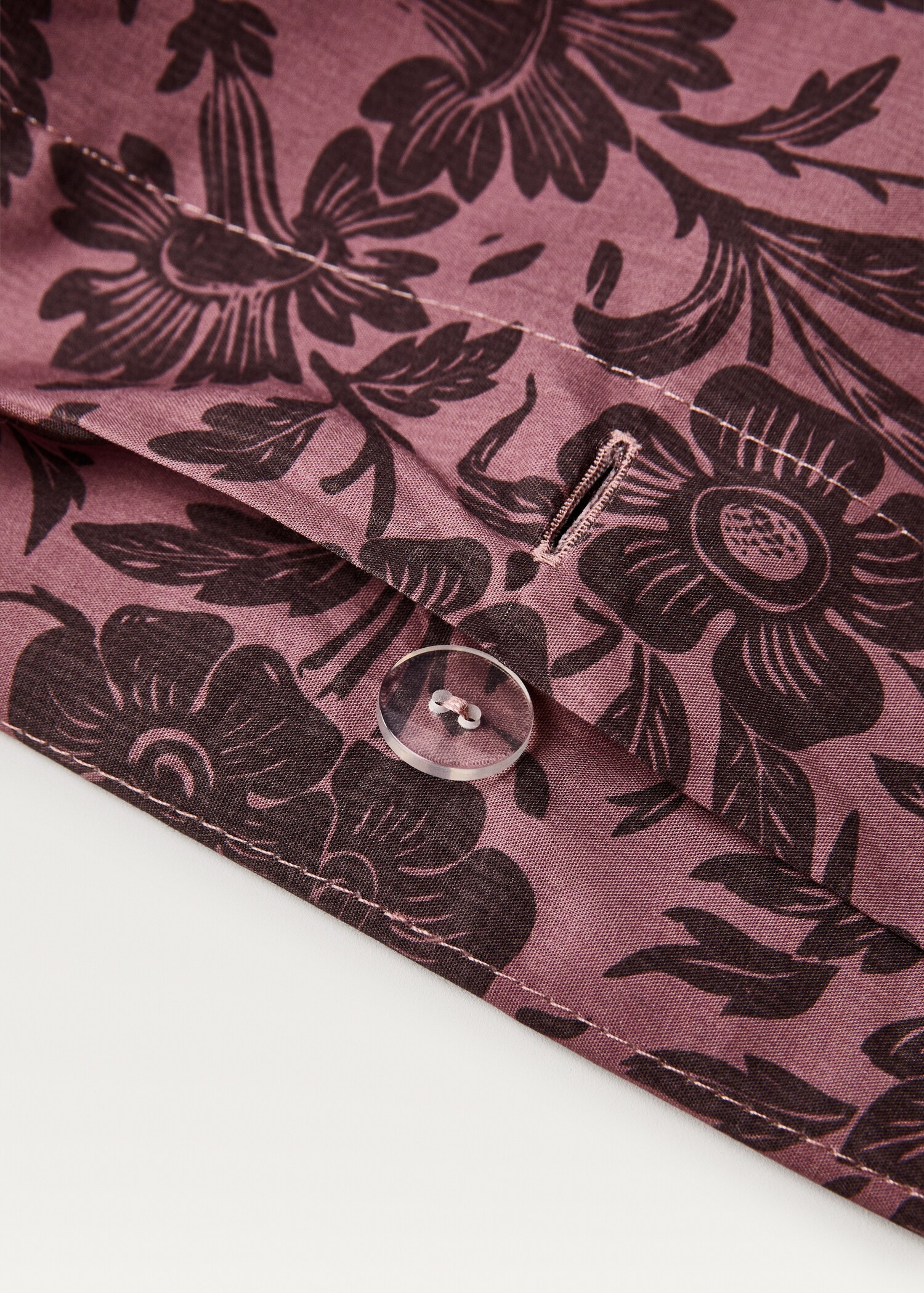 Percale cotton two-tone floral-print duvet cover King bed - Details of the article 2