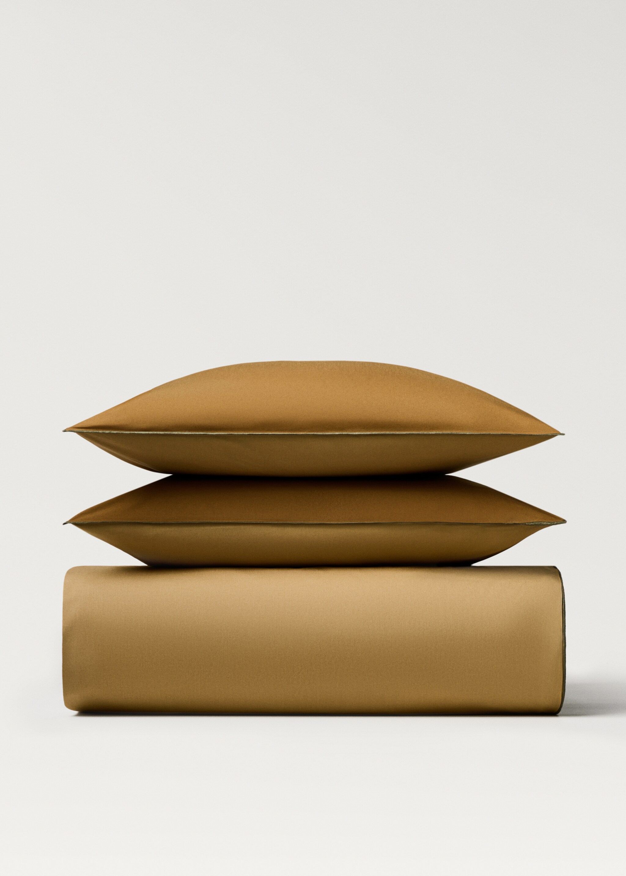 Reversible percale cotton duvet cover Single bed - Article without model, Caramel. Ref: 87002962-00.