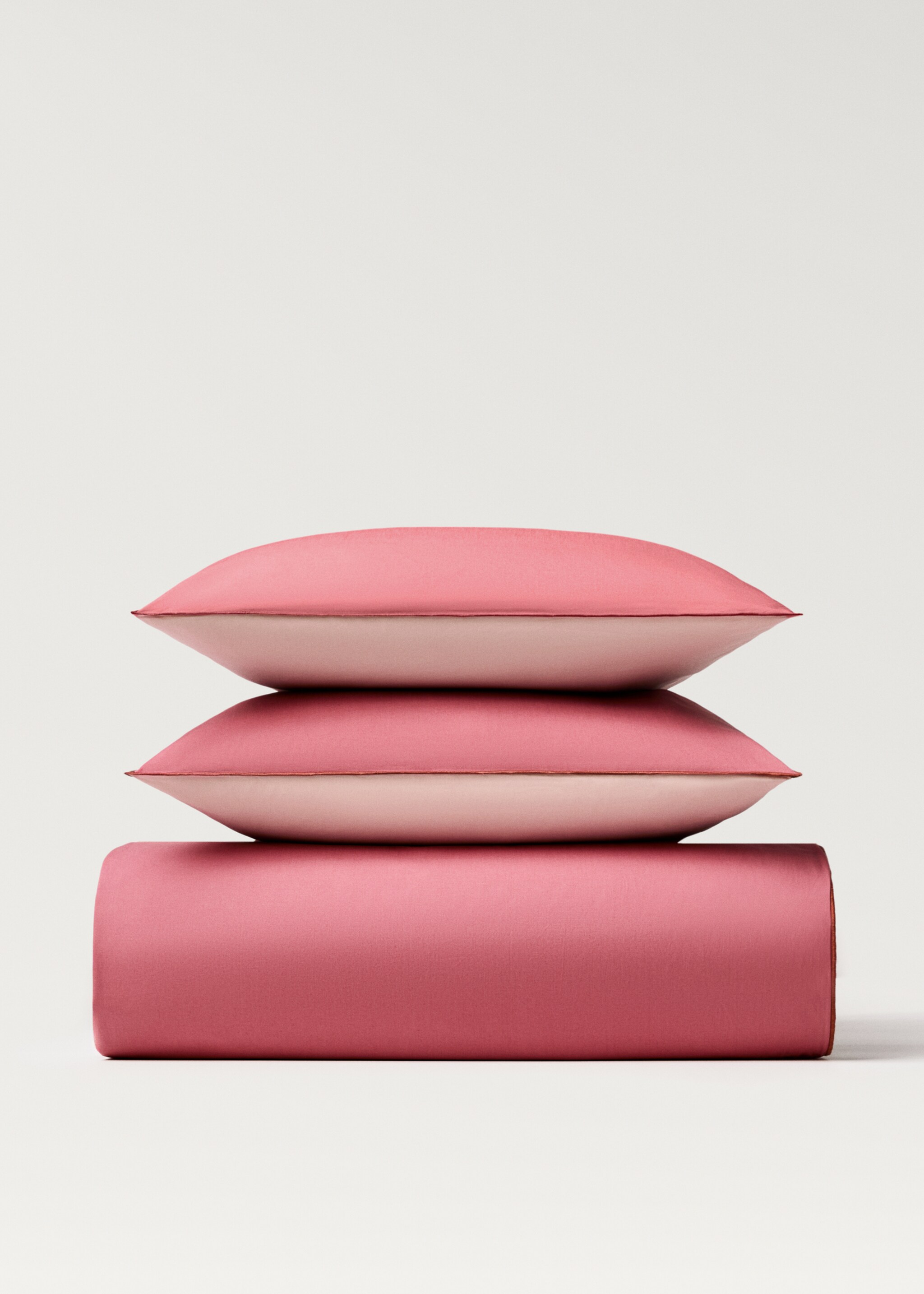 Reversible percale cotton duvet cover Single bed - Article without model, Pink. Ref: 87002962-00.