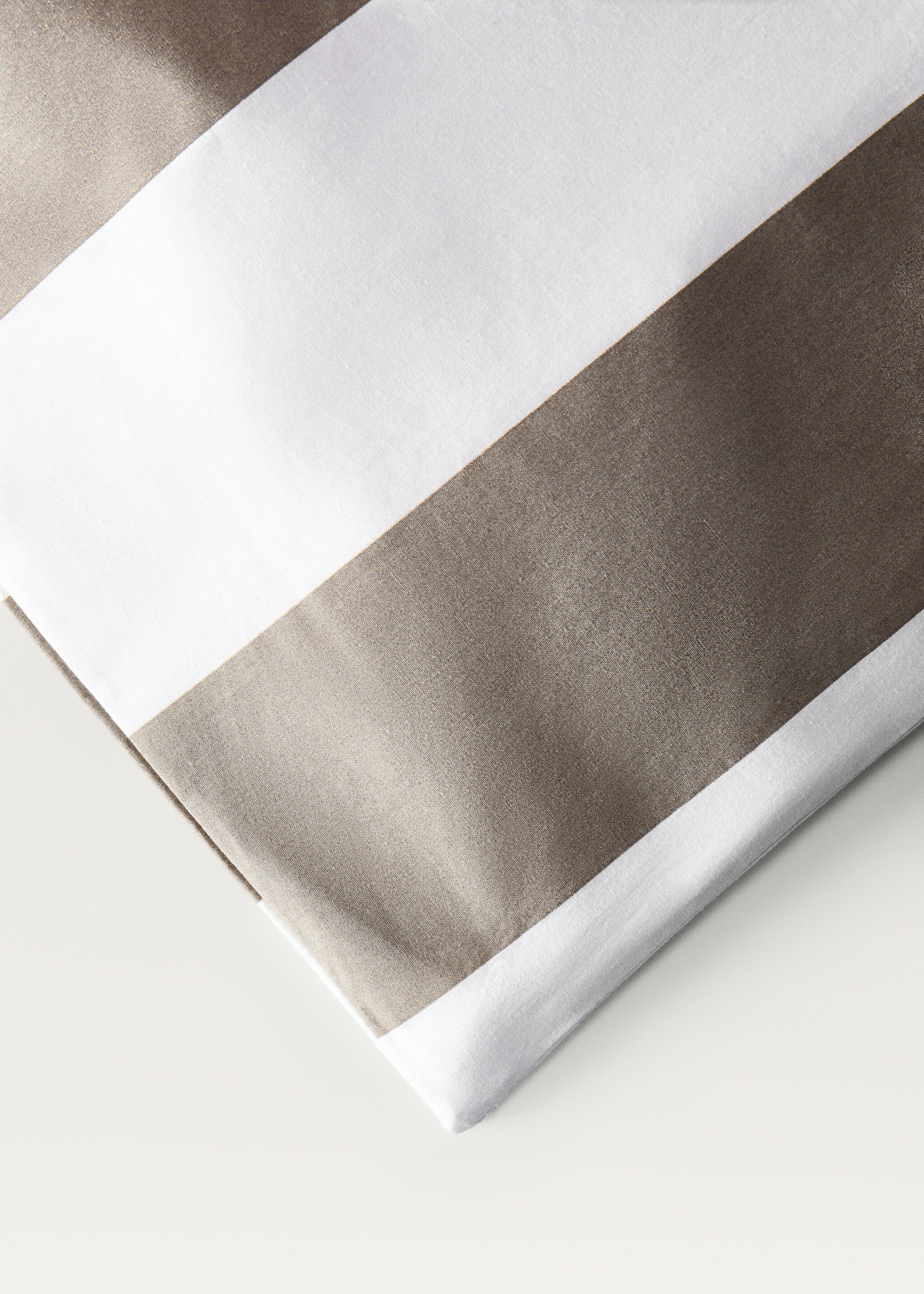 500 threads cotton percale striped duvet cover Single bed - Details of the article 3, Medium Brown. Ref: 87002991-00.