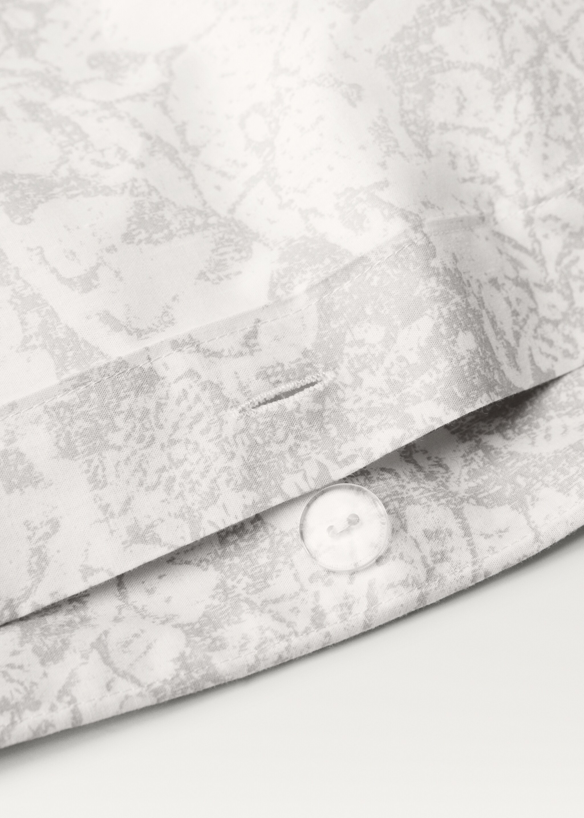 Paisley-print cotton duvet cover Single bed - Details of the article 3, Light/Pastel Grey. Ref: 87002999-00.